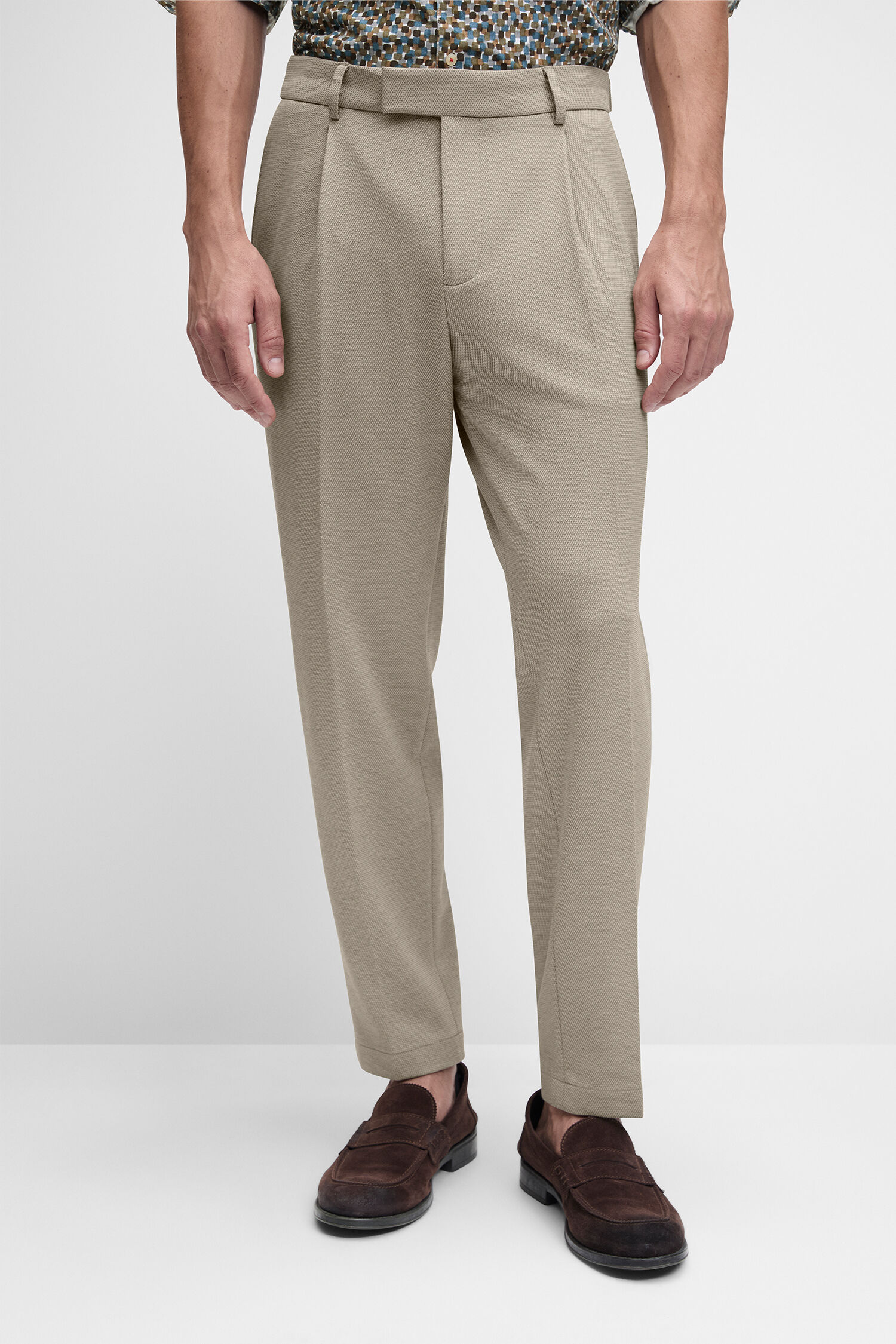 Hose, Beige, Kugelbund, Gürtel Schleife, Loafer, Manschettenlose Sophisticated