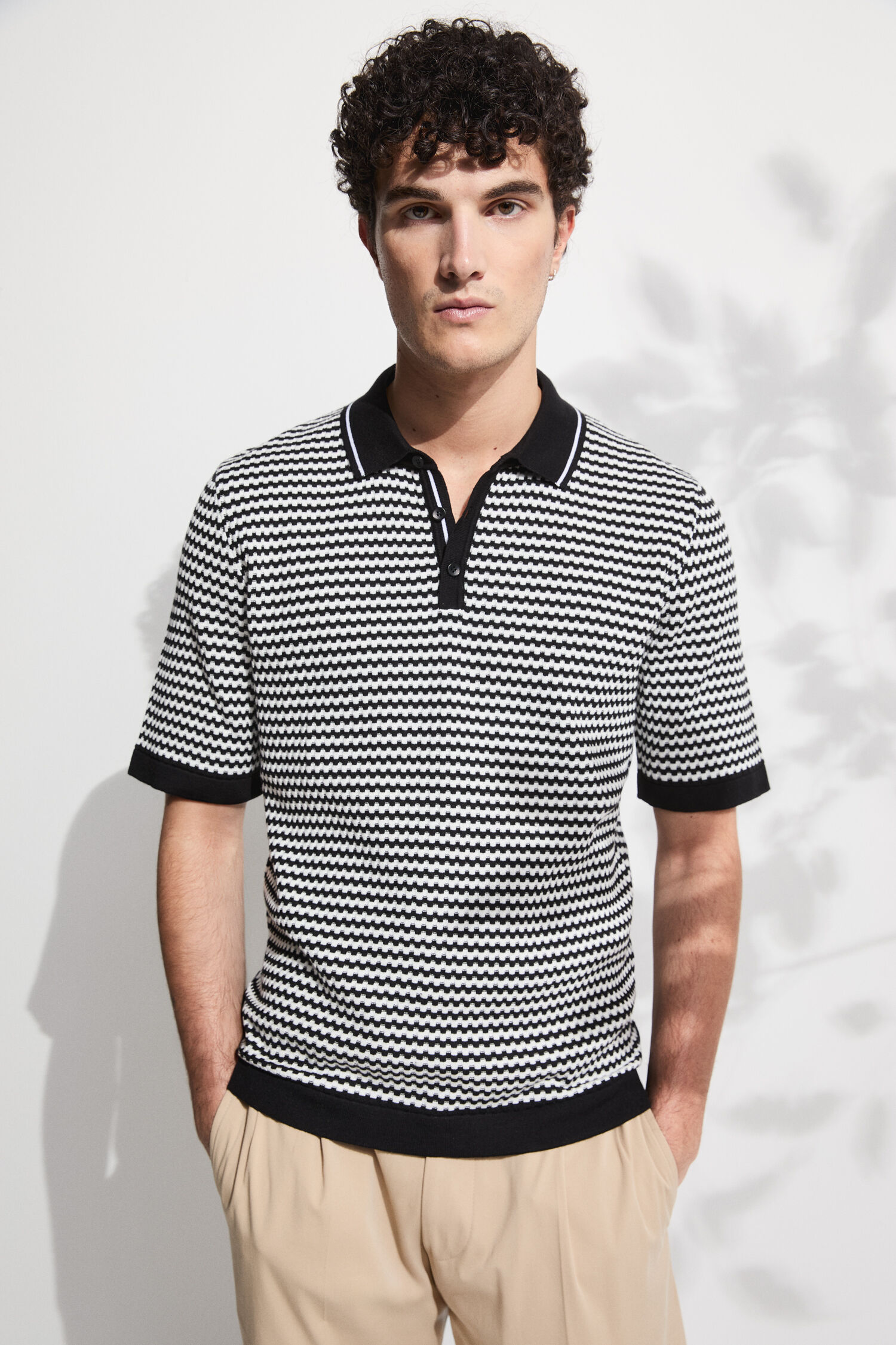 Polo, Streifen, Kragen, Kurzarm, Struktur