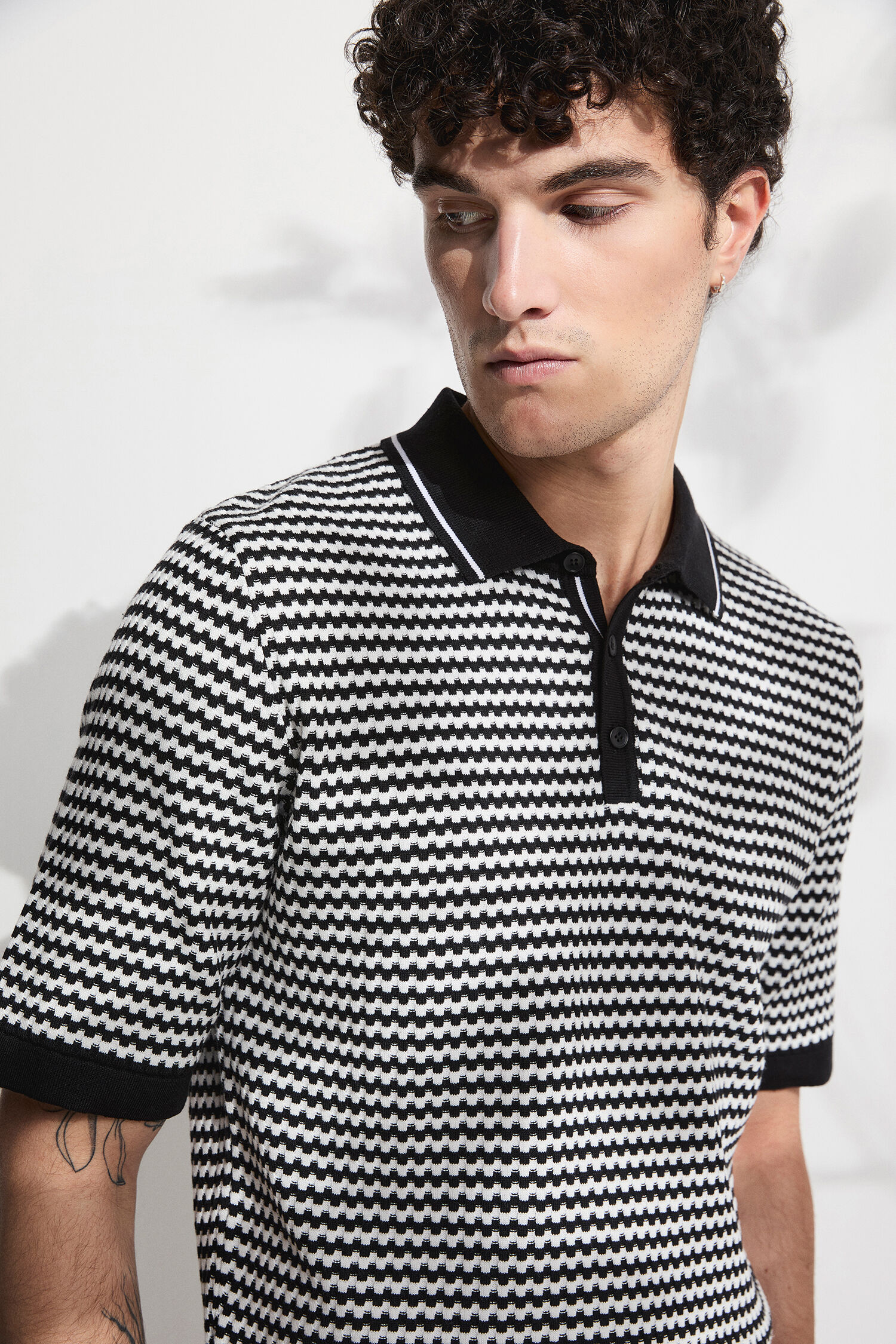 Polo, Streifen, Kragen, Kurzarm, Struktur