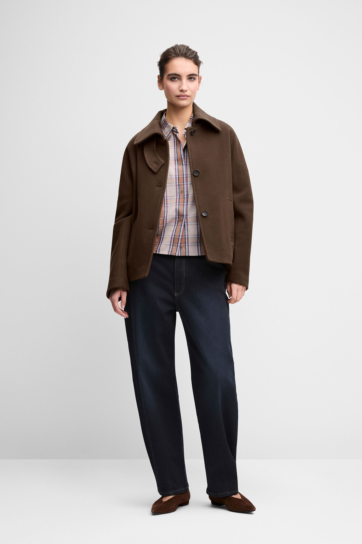 Mantel, braun, Kragen, Carree?, Plaid, Hosen