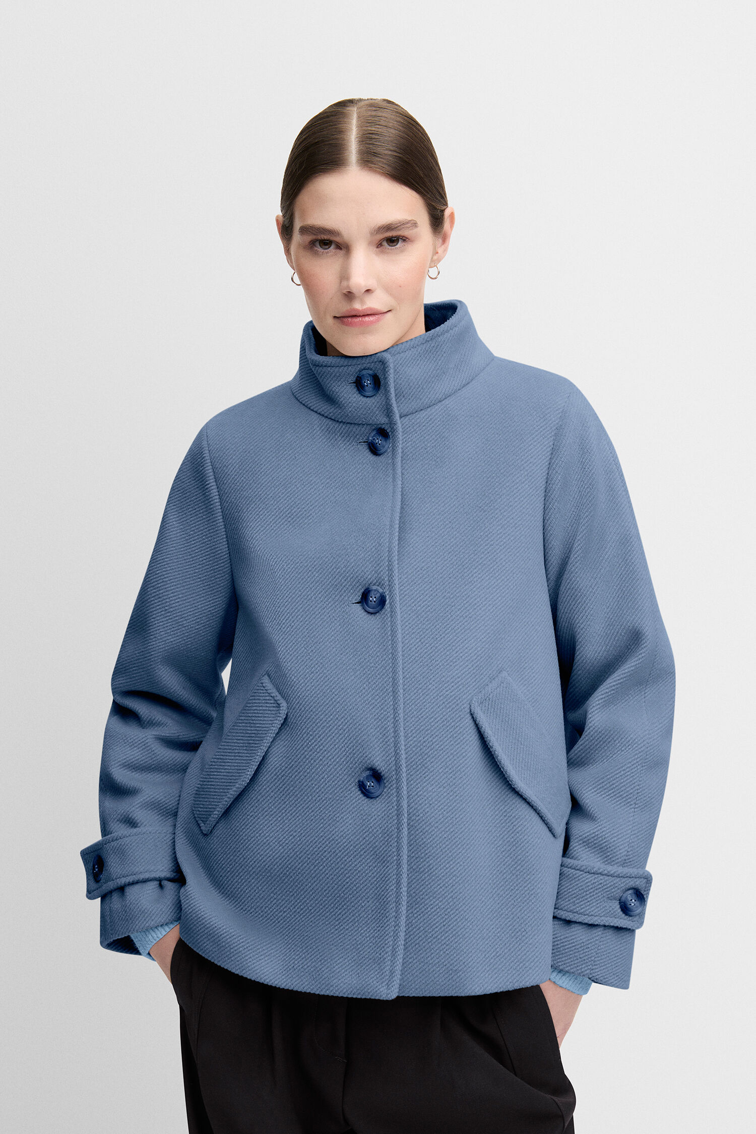 Vlies, Mantel, Strickwaren, Pullover, Jacke - blau