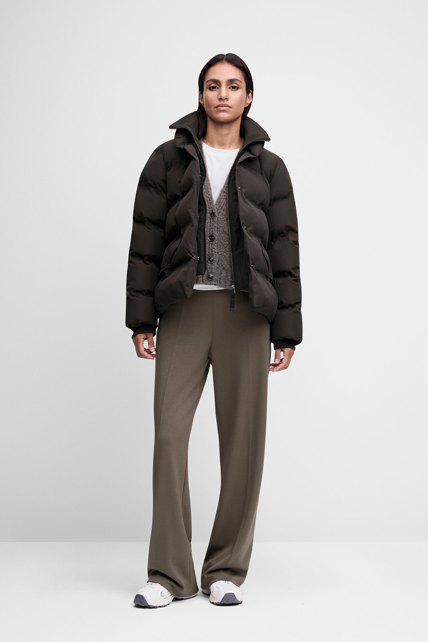 Pufferjacke, Daunenjacke, Schwarz, Kragen, oversized