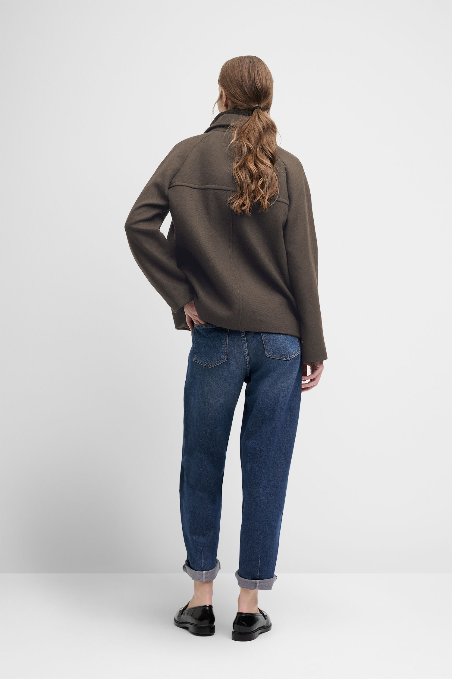 Hosen, Langarm, Mantel, Jeans, Person
