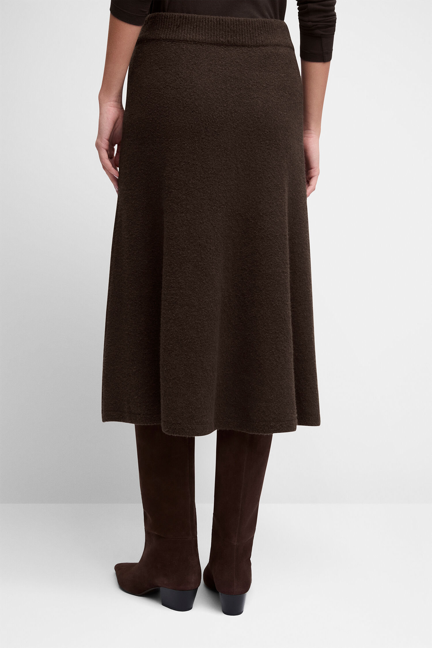Midi- skirt, Burgund, Wolle, Knielang, Stiefel-Über dem Knöchel