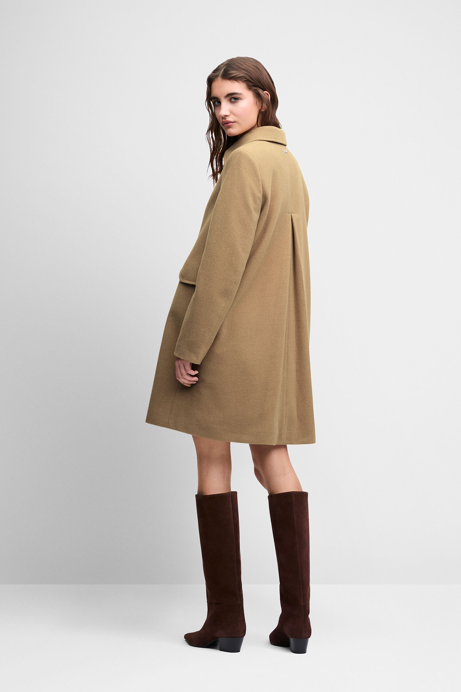 Mantel, Wintermantel, Beige, Kragen, Knielang