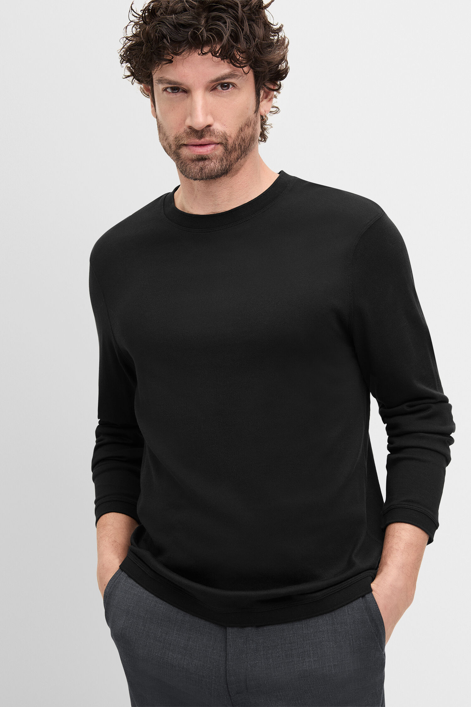 Langarm, Ärmel, T-shirt, Pullover, Person - dunkelbraun