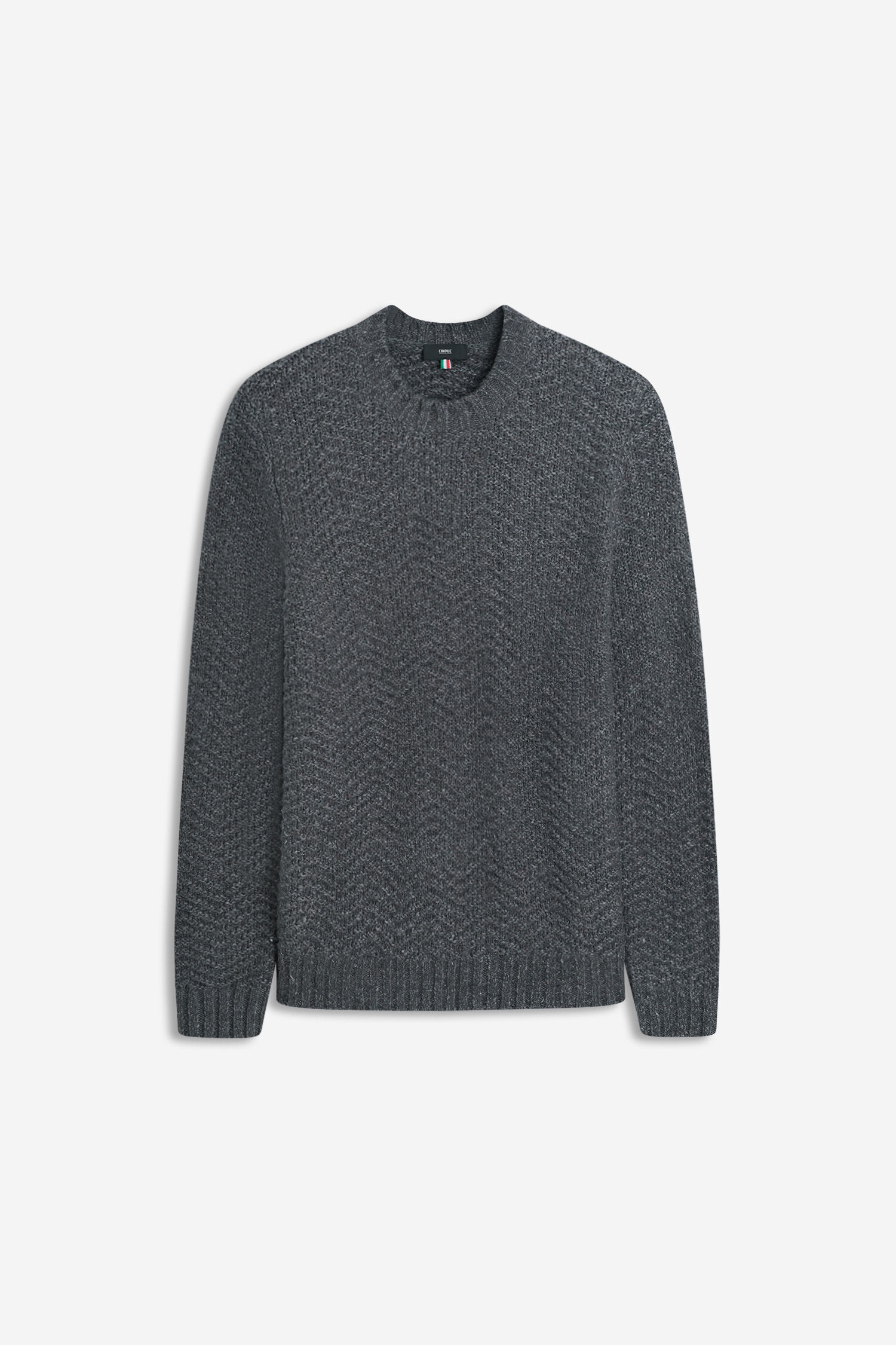 Pullover, Sweater, Grau, Strickmuster, Rundhals