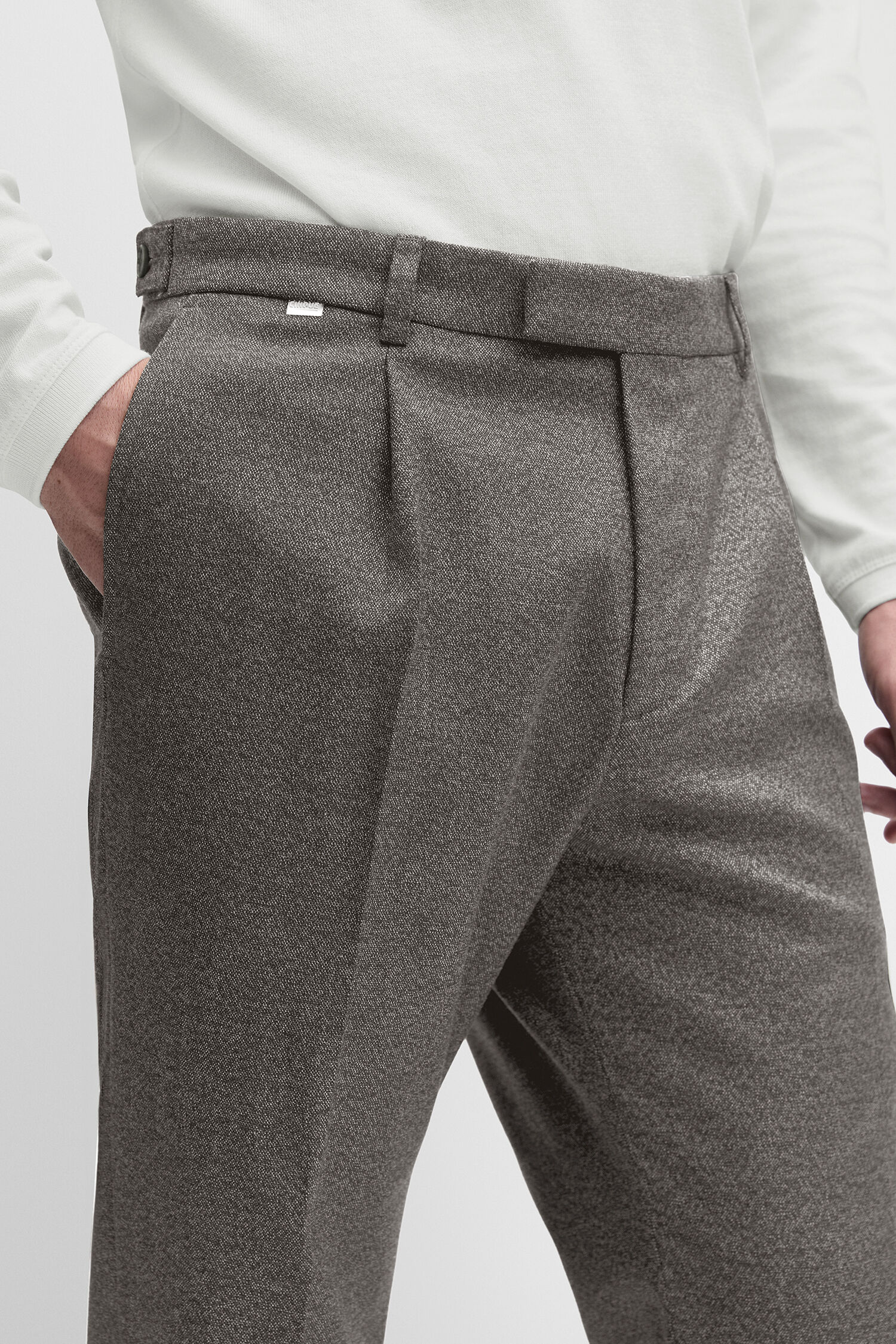 Wool trouser, Hose, Grau, Hohe Taille, Kleiderstoff