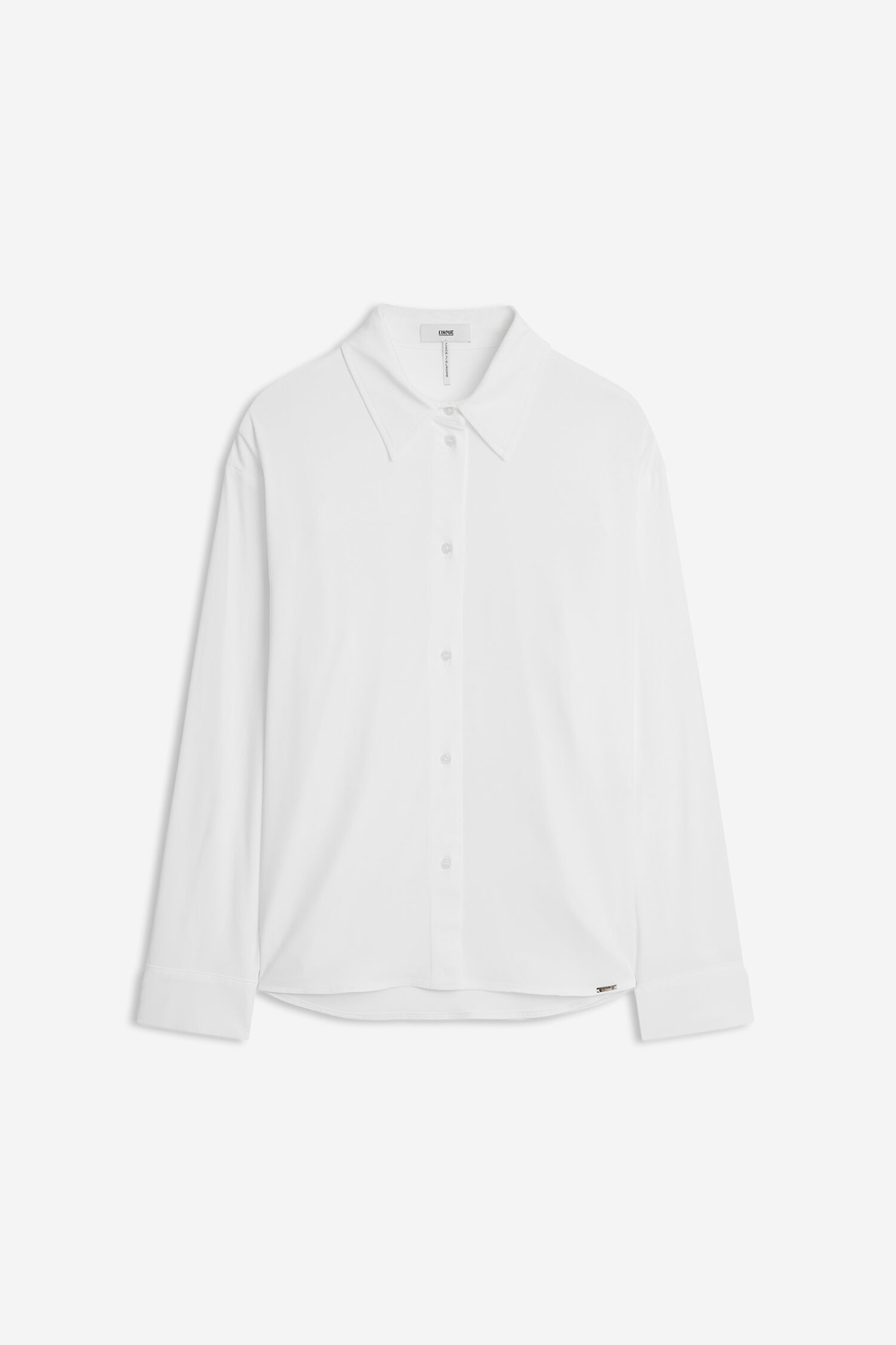 weiße bluse, knopfleiste, langarm, hemlabel, button-down