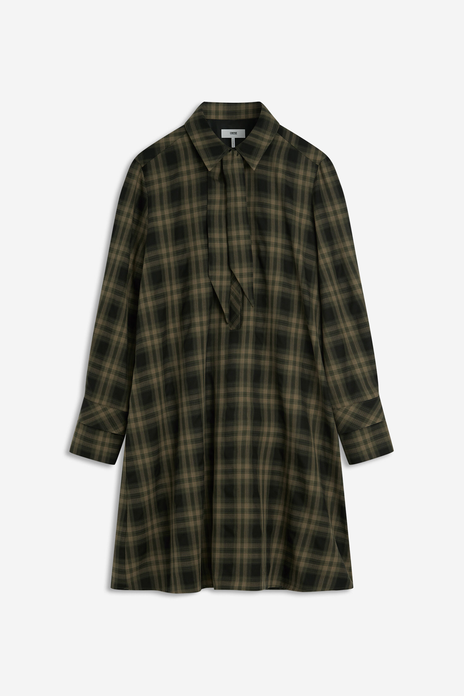 Hemdkleid, Plate plaid, Karo, Knielang, Knopfleiste