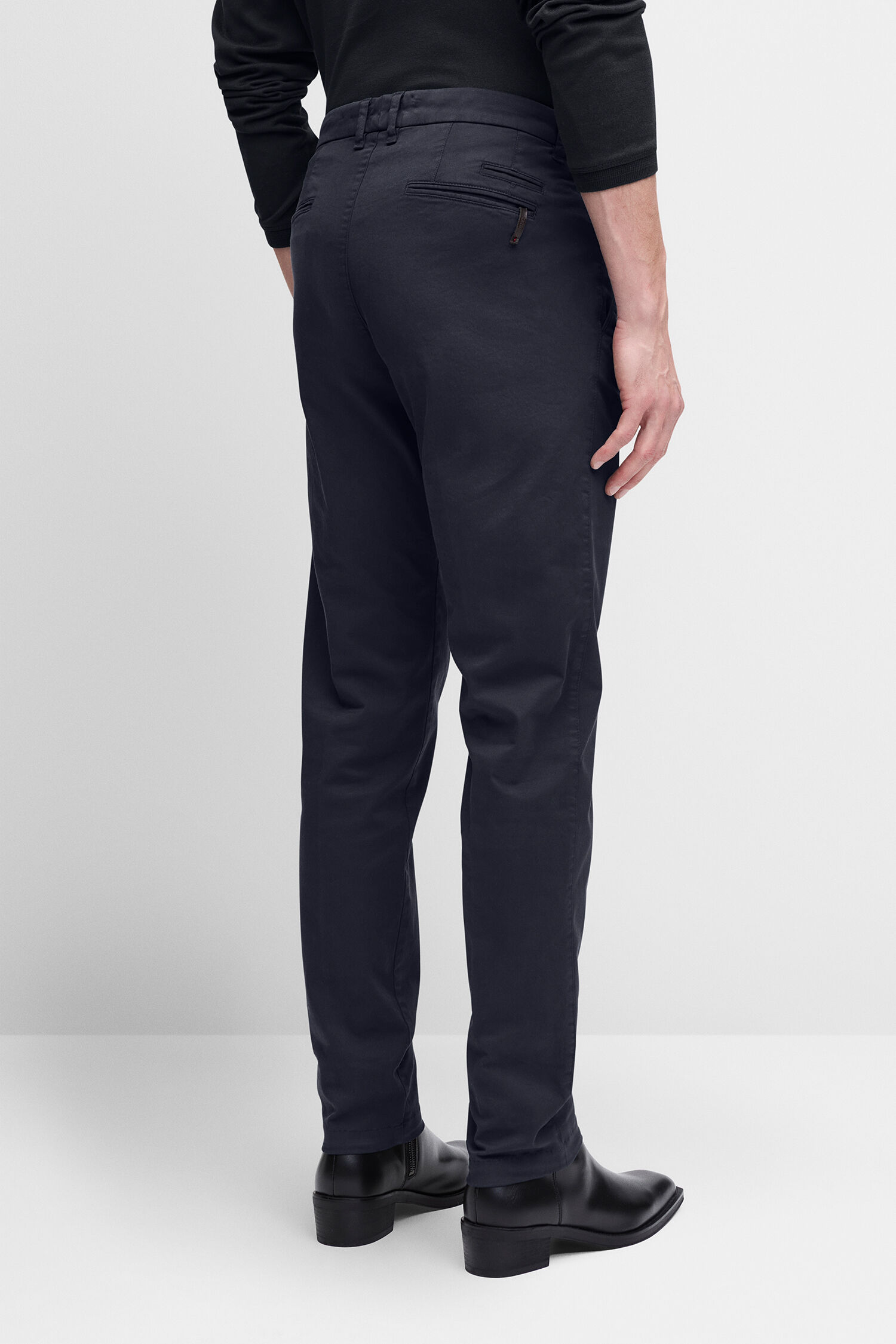 Hose, Chino, Navy, Strecktaille, Paspelierte Tasche