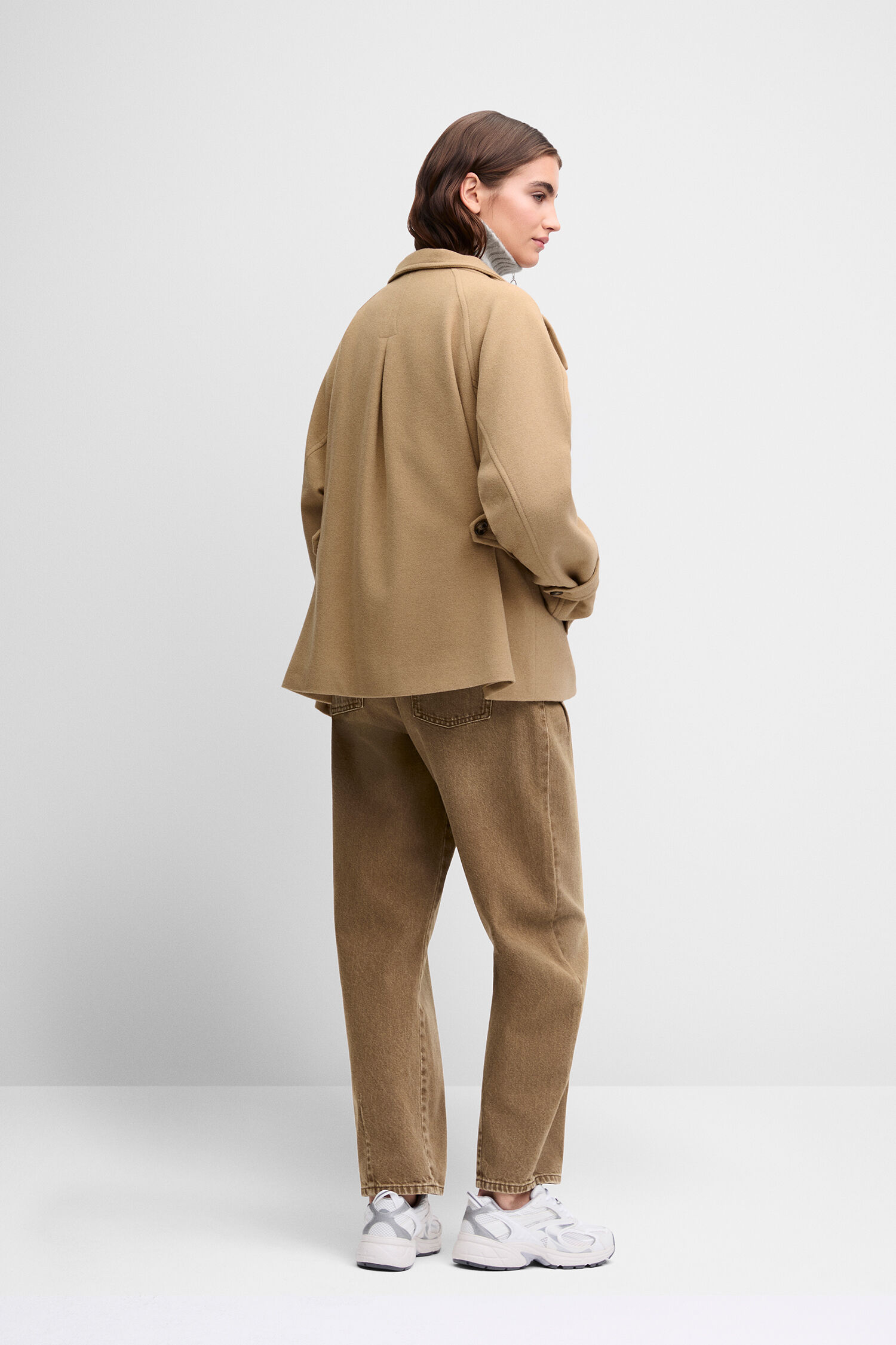 Wolljacke, A-Linien Jacke, Beige Mantel, Oversized Jacket, Kleiderjacke