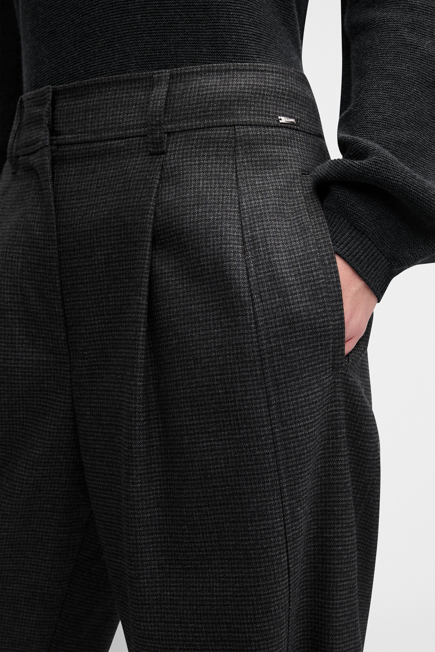 Hose, Wolkenmuster, Grau, Seitliche Tasche, Gürtelöse