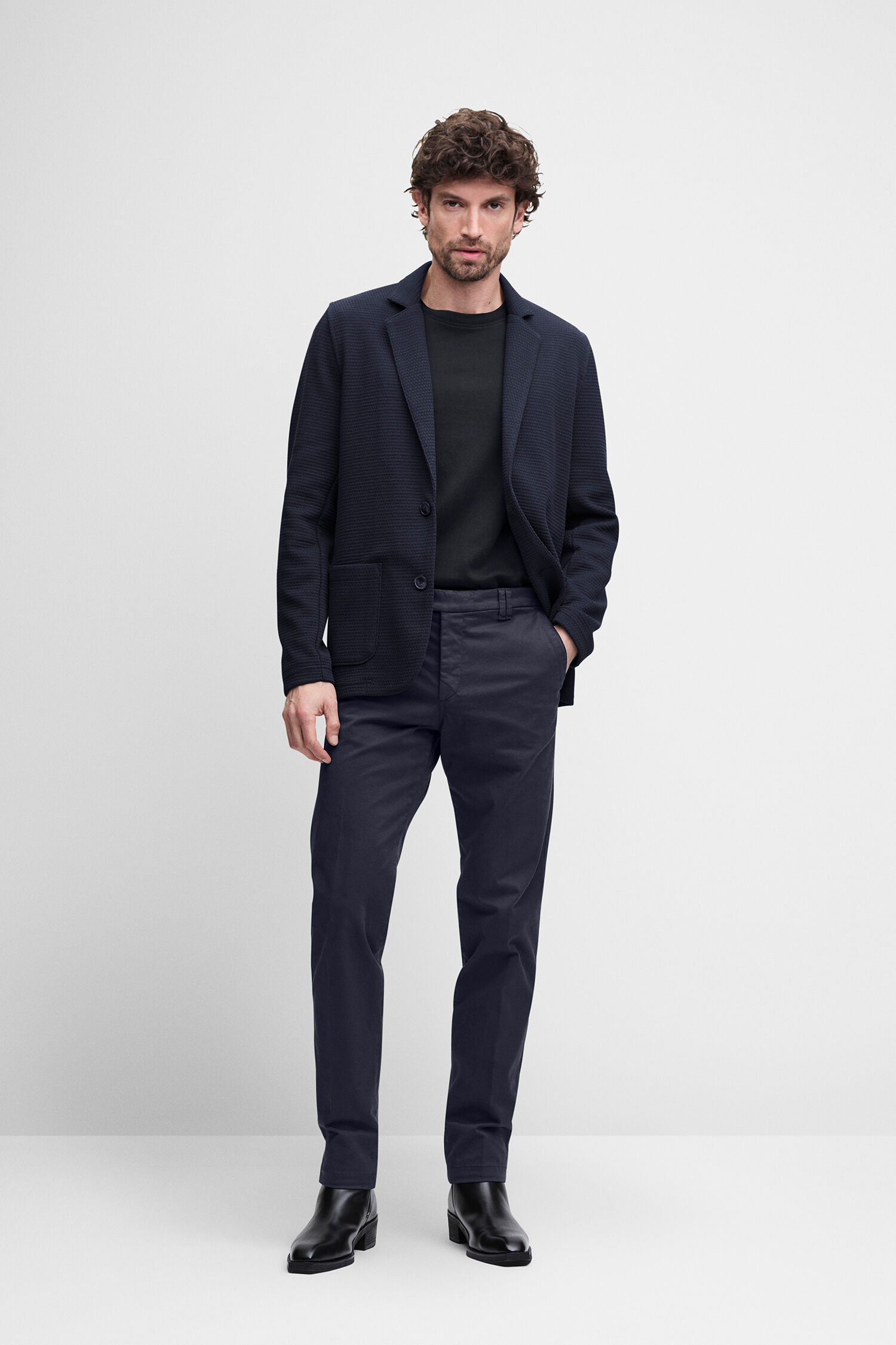 Blazer, Navy, Gewebe, Hose, Stoff