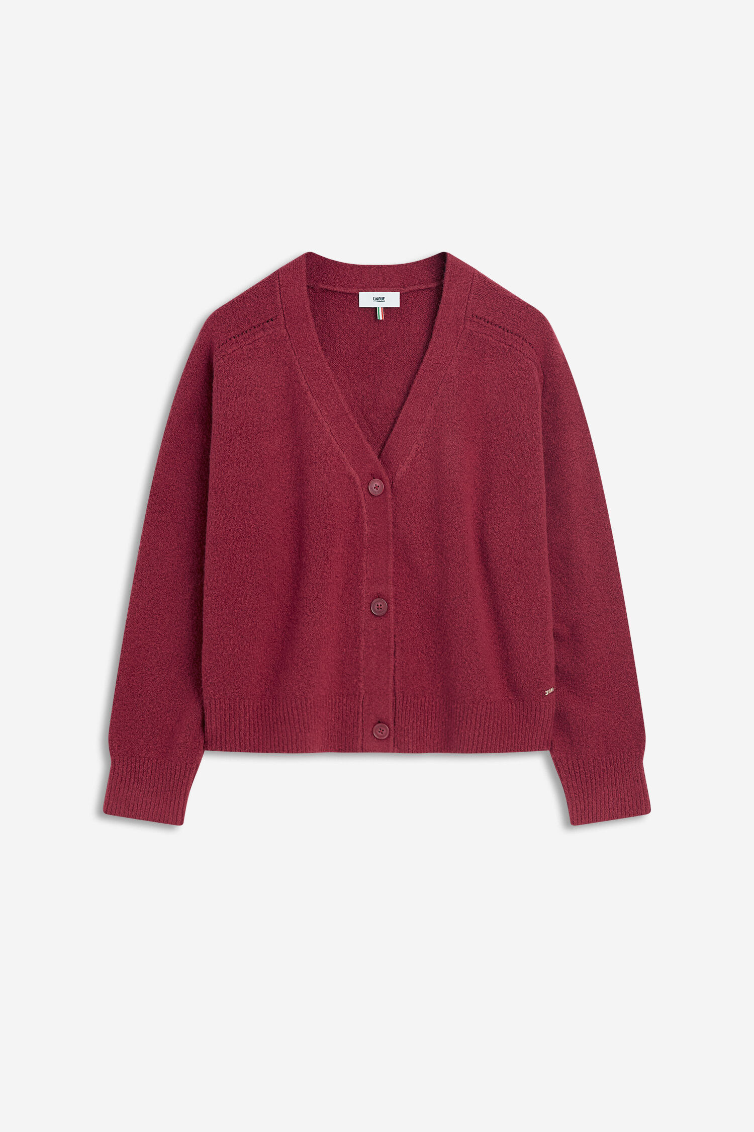 Cardigan, Knopfleiste, Rundhals, Wolle, uni-farbigkeit