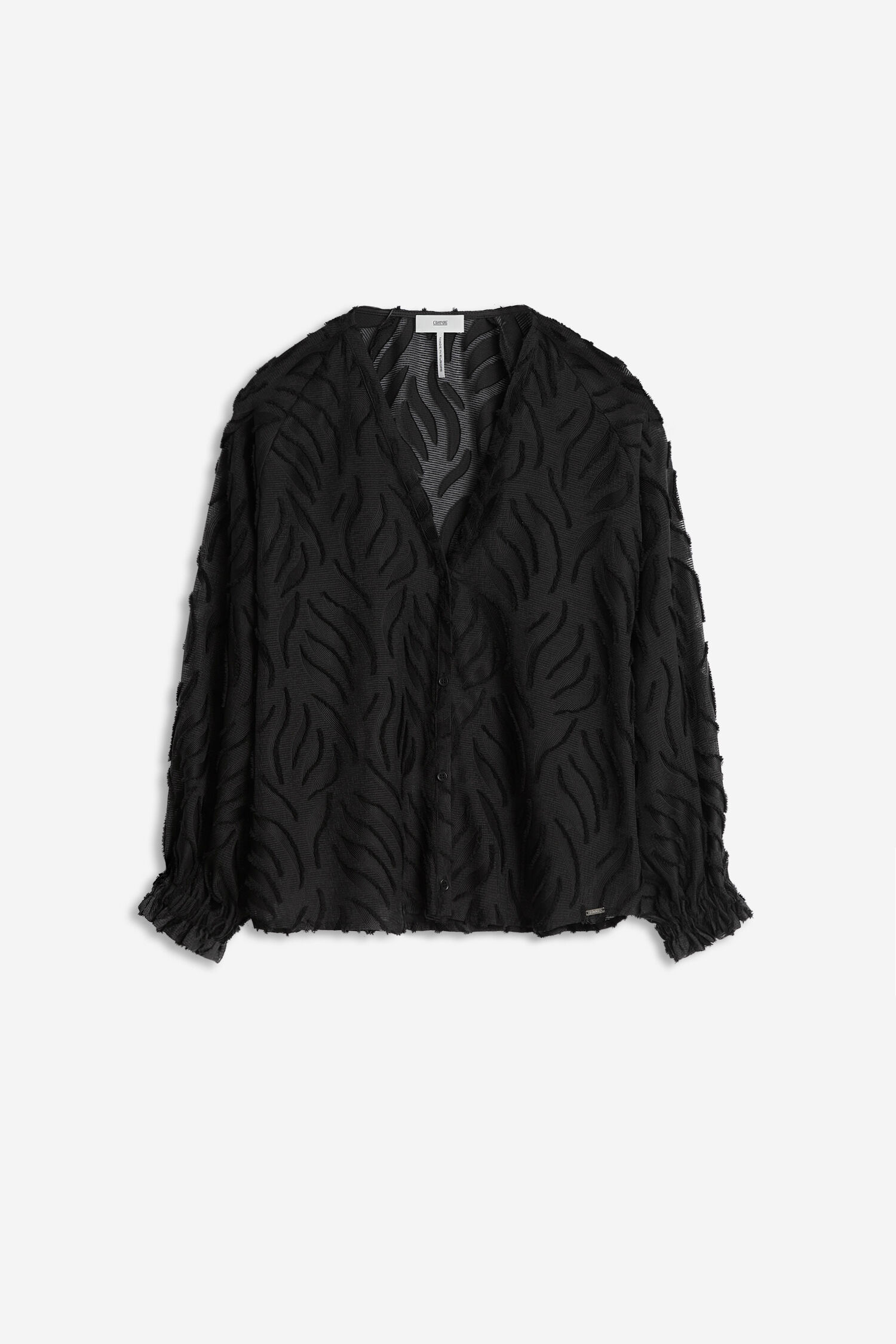 damenshirt, bluse, schwarz, transparente muster, baumwolle?