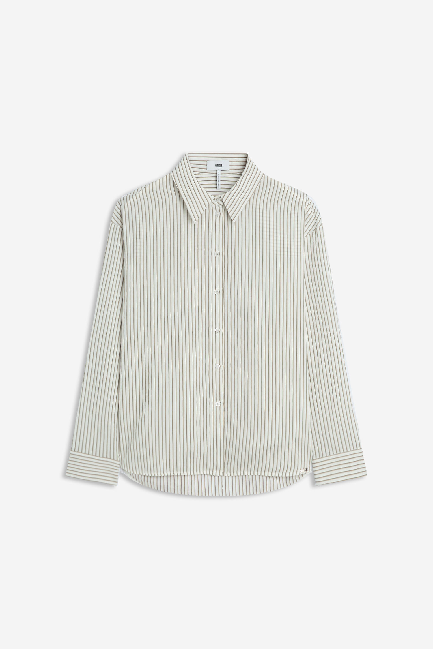 bluse, streifen, knopfleiste, langarm, kragen