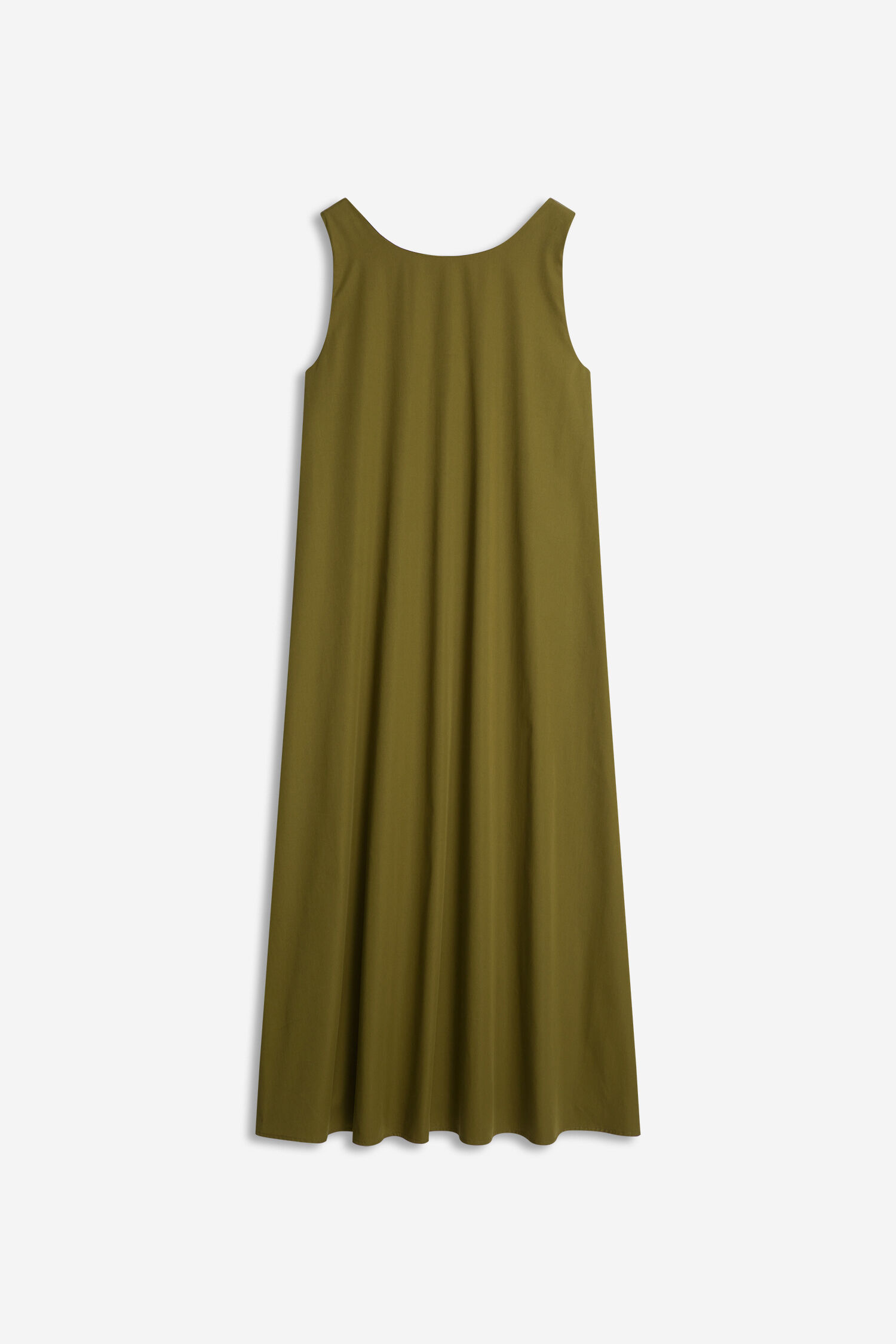 maxi dress, sleeveless, olive, solid color, ankle to floor