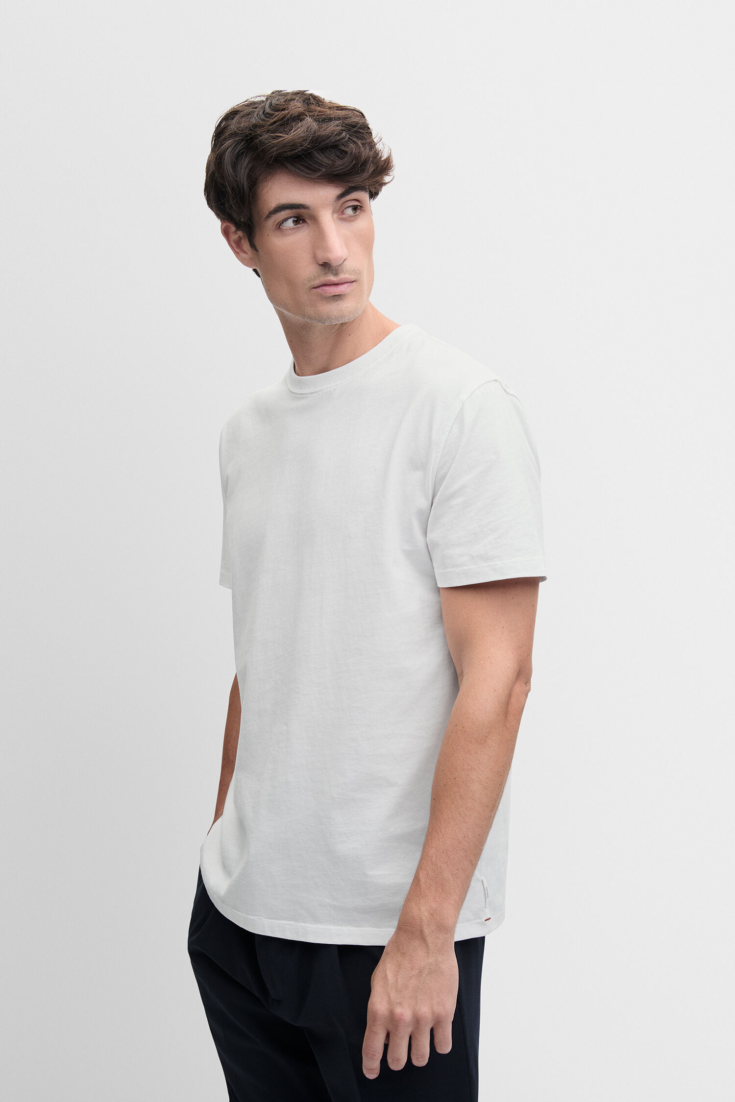 t-shirt, crew neck, kurzarm, weiß, baumwolle