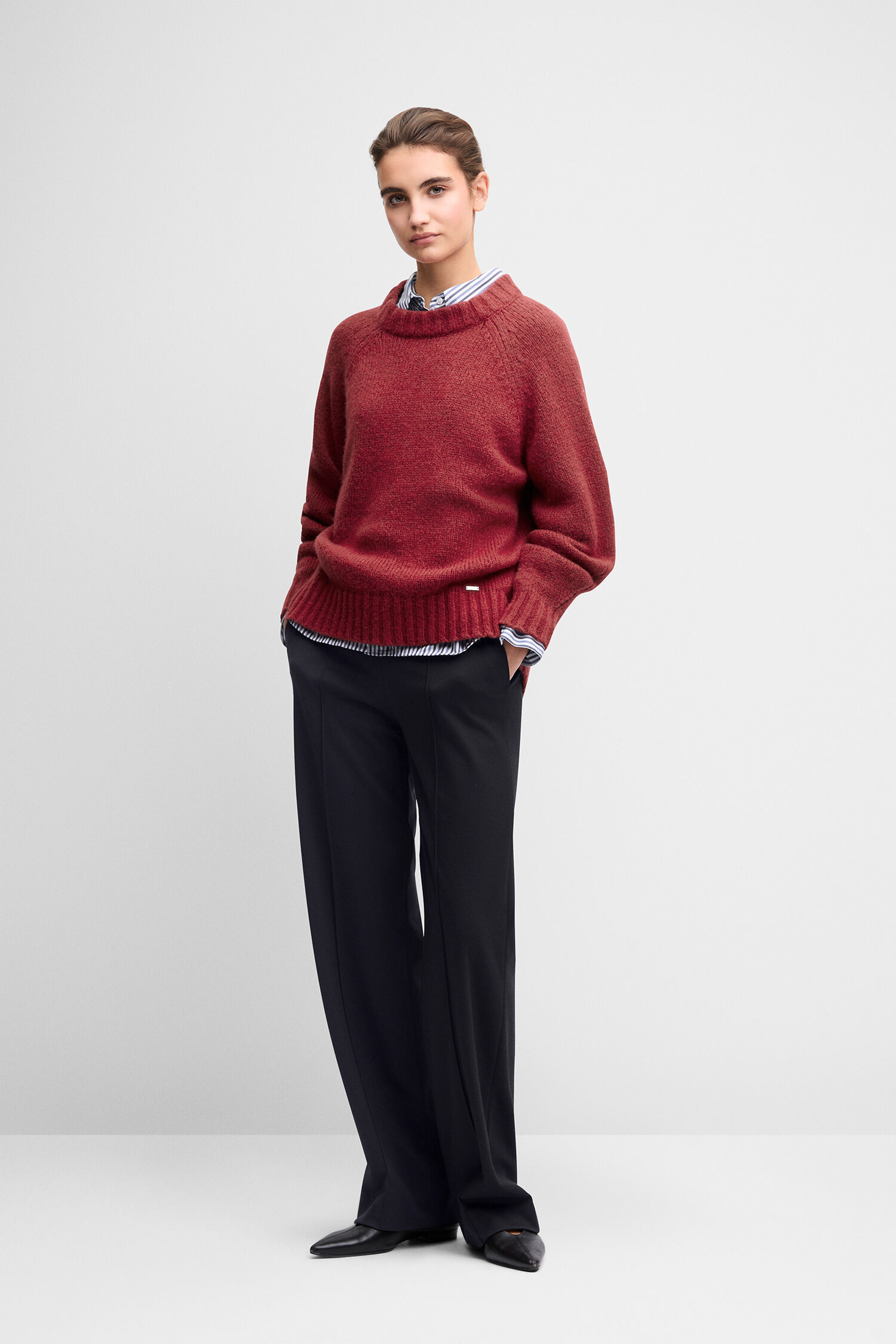 roterPulli, KastenPullover, Wollpullover, Oversized, Stricklook