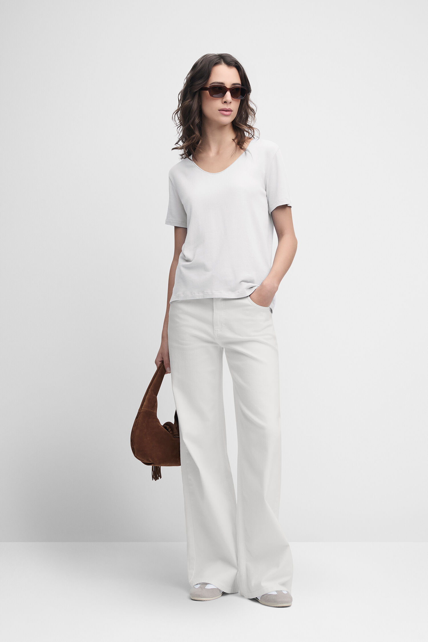 Bluse, Hosen, Leinen, Handtasche, Person