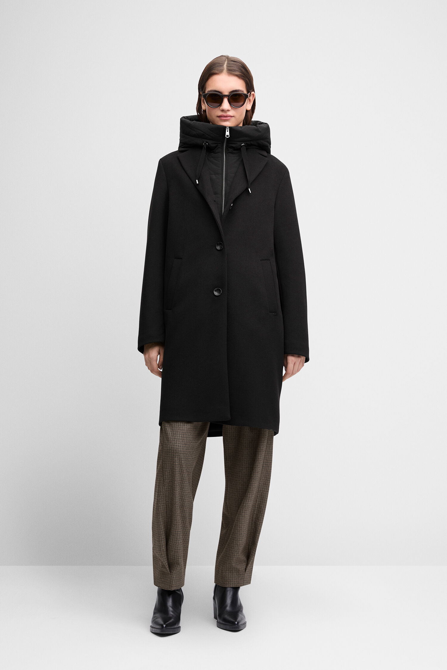 Mantel, Hooded, Schwarz, Oversized, Kleidungseindruck