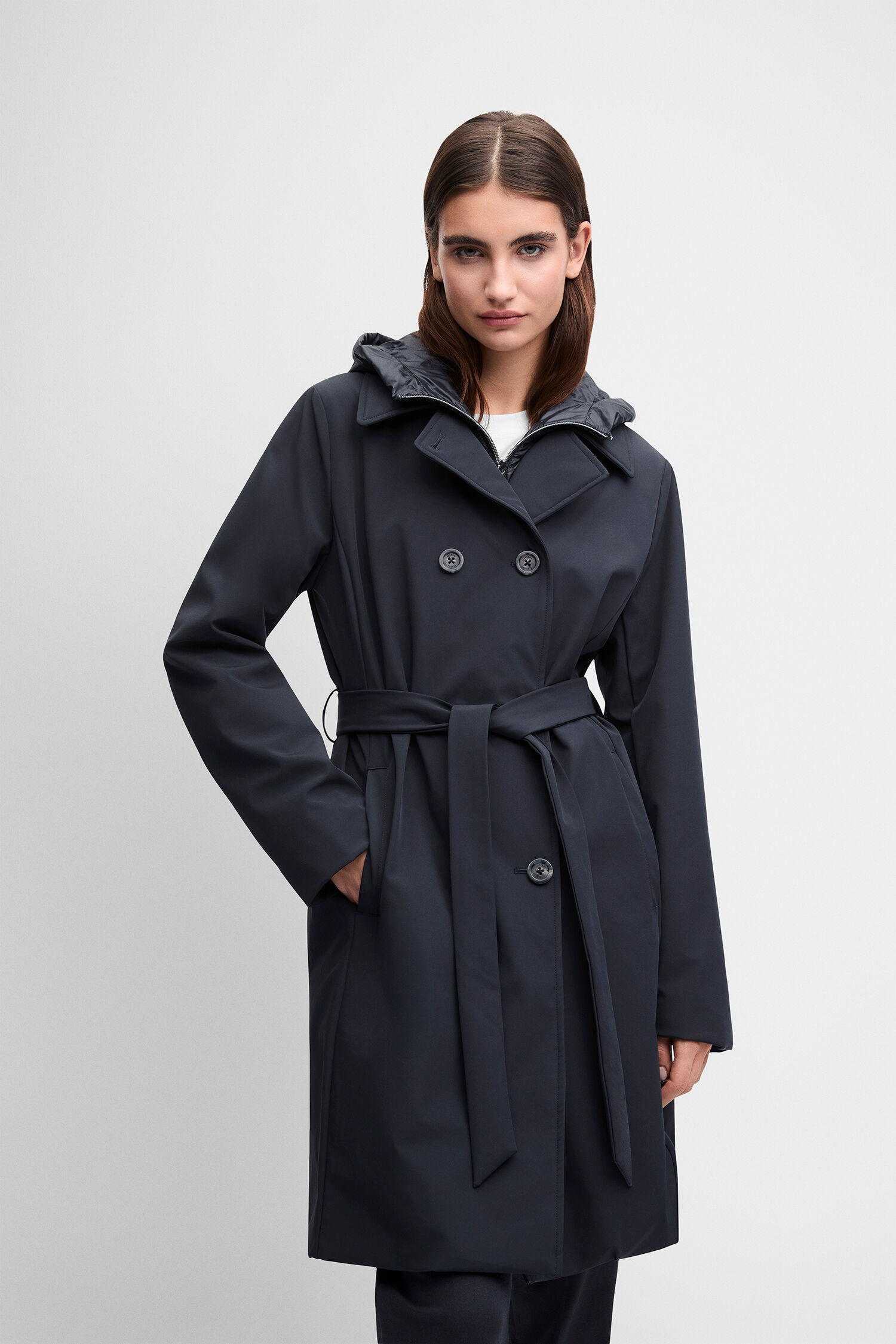 Trenchcoat, Gürtel-Detail, Knöpfe, Regenmantel, Dünnes Material