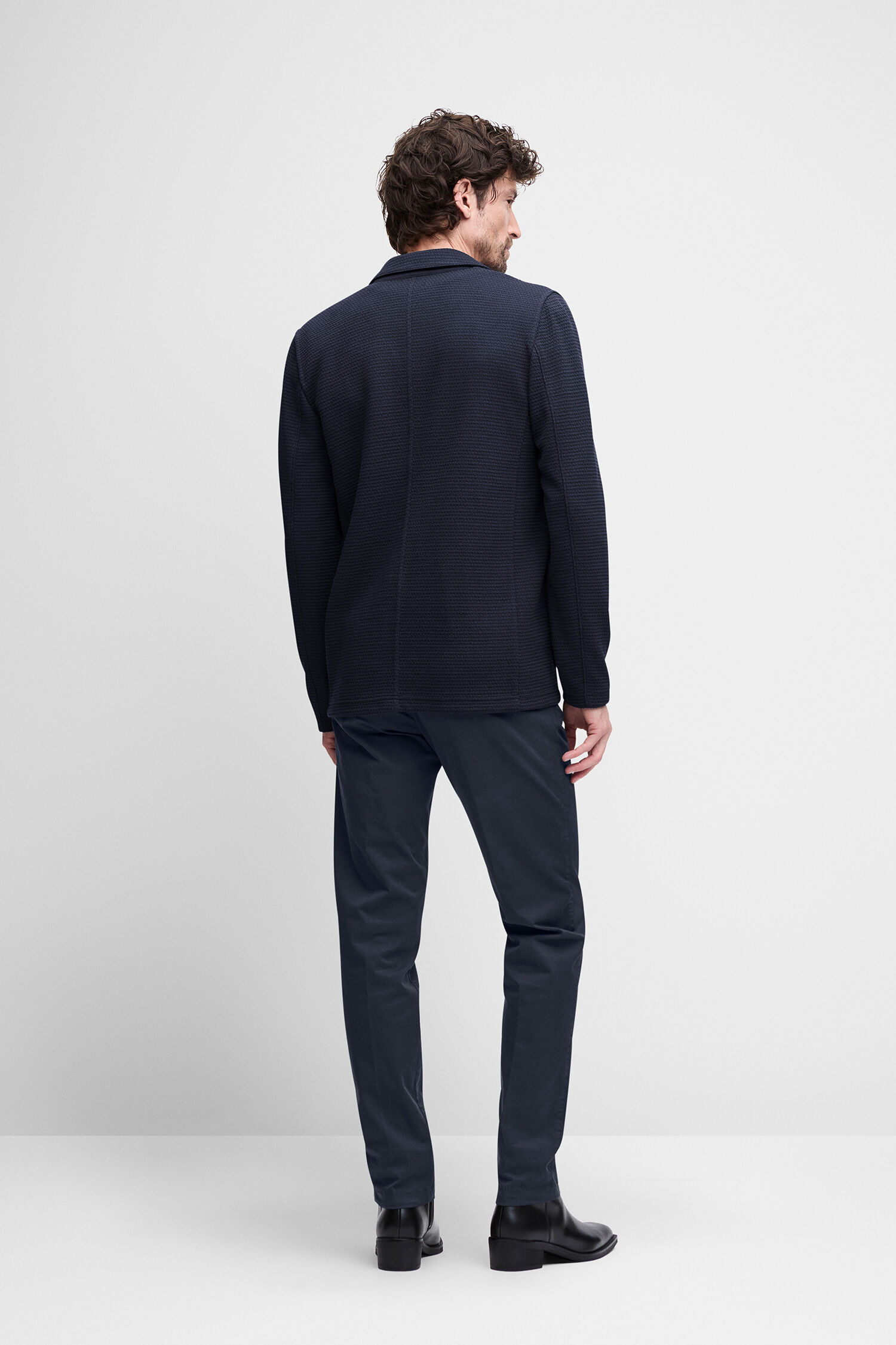blazer, jacke, navy, texturiert, rückansicht