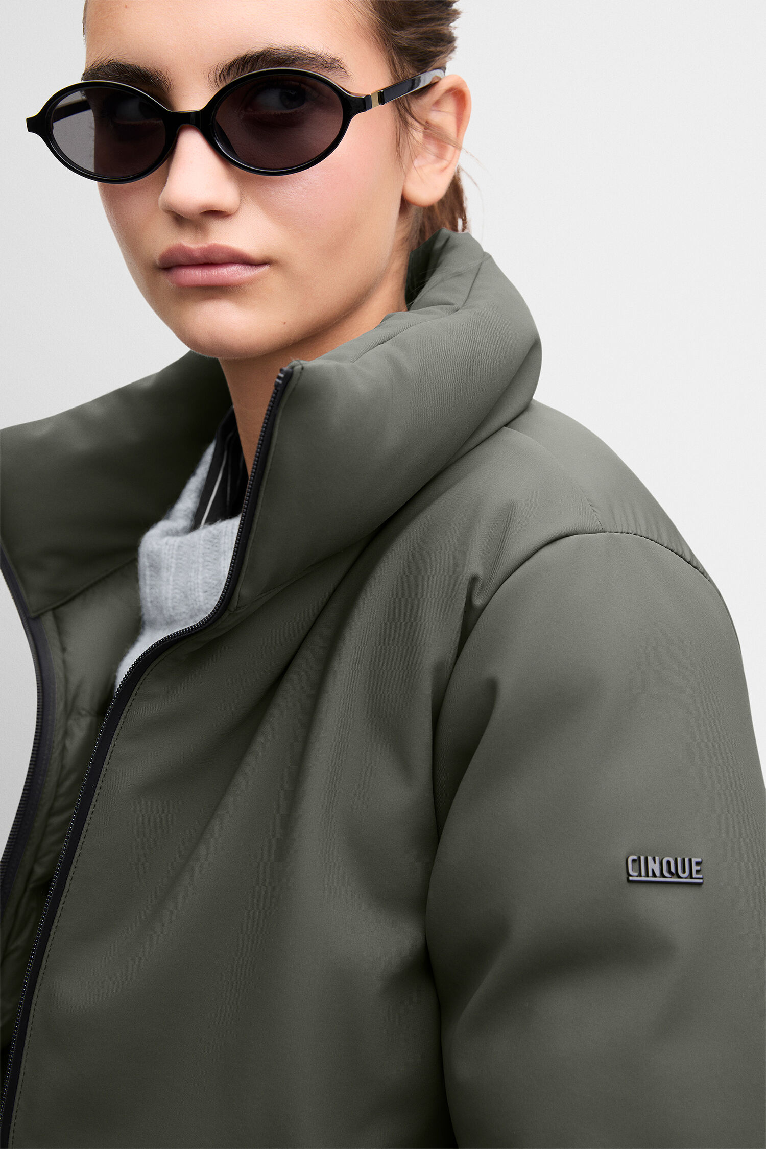 jacke, puffer, militärgrün, hochkragen, Gewichtete Fütterung