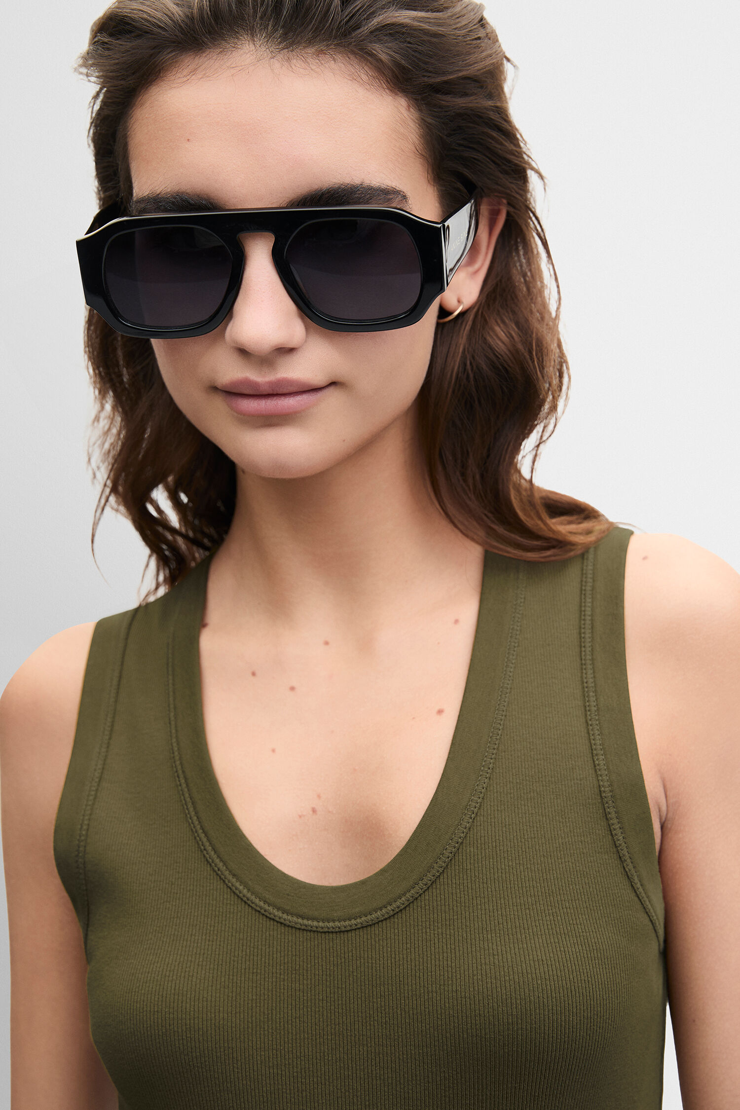 Tanktop, Olivgrün, Ärmellos, Jersey, Sonnenbrille