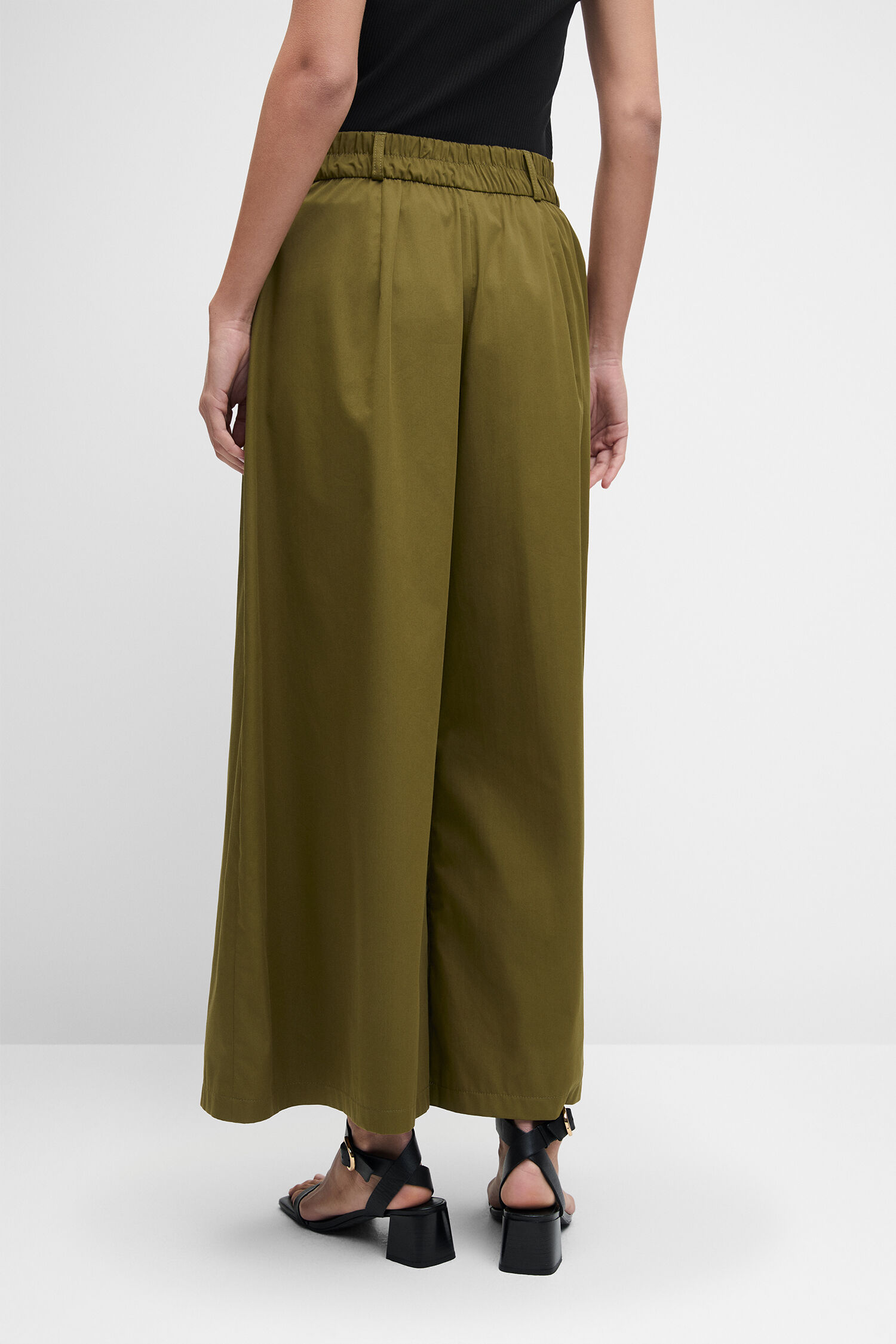 Hose, Olive, Palazzo, Gürtellose, Weite