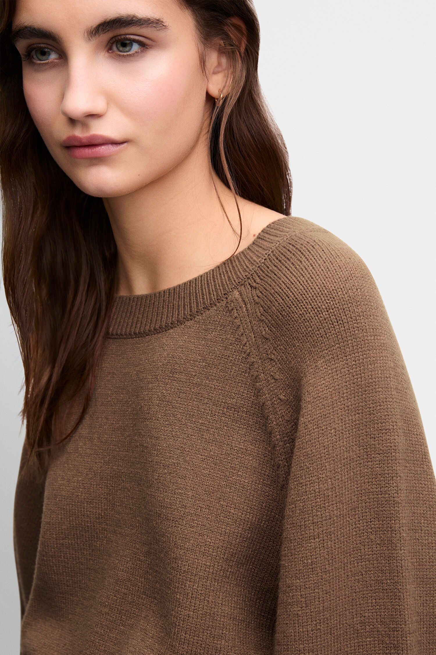 Pullover, Braun, Strickpullover, Rundhals, Langarm