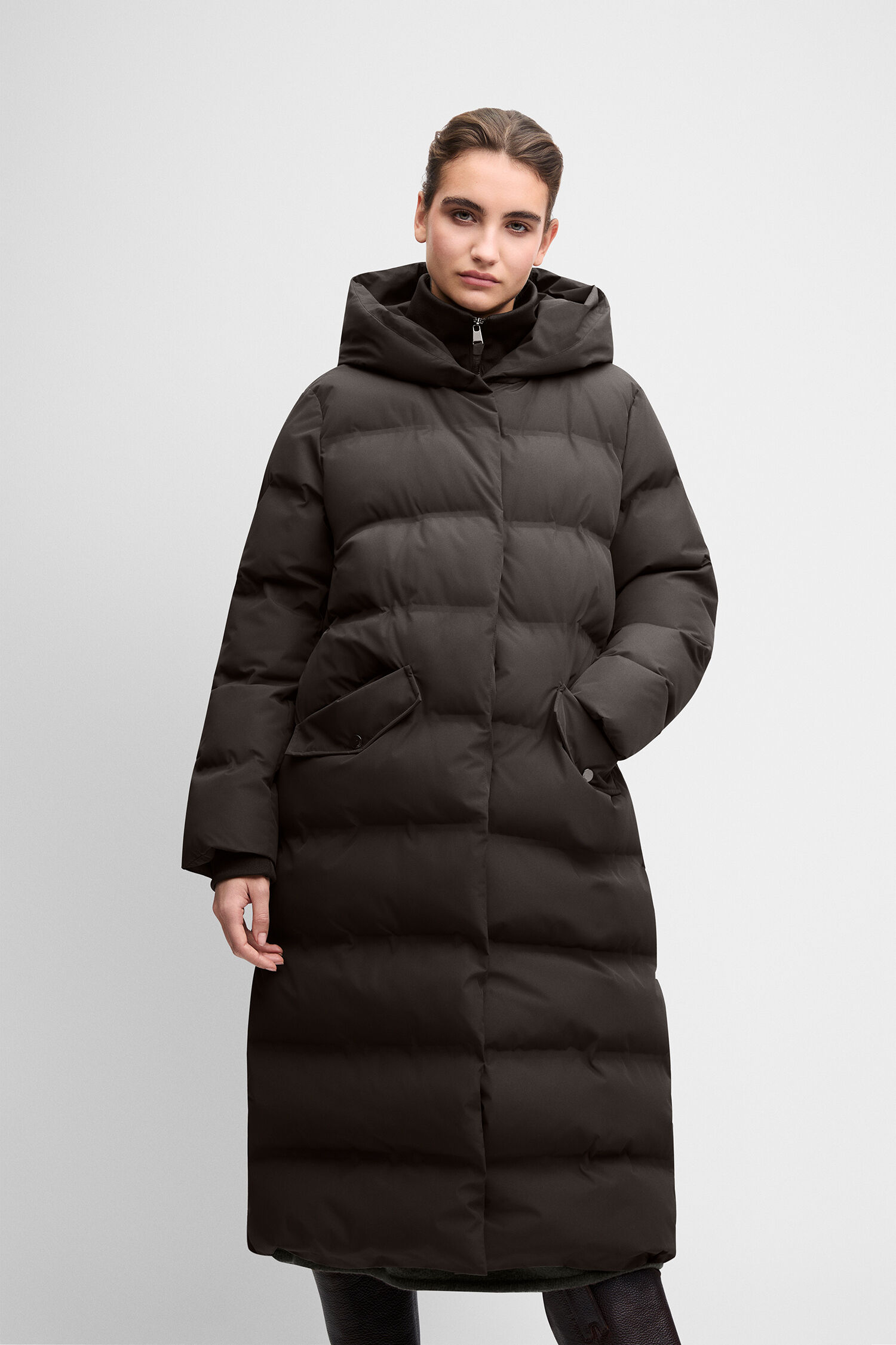 Wintermantel, Puffer, Daunenmantel, Kapuze, Knopfverschluss