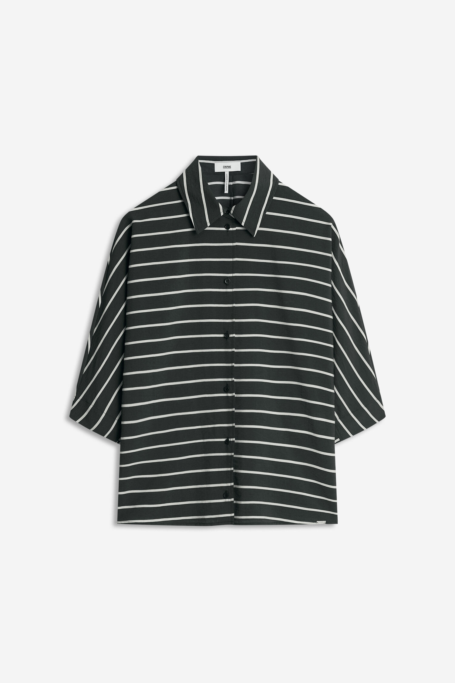 Streifenshirt, Knopfleiste, Langarm, Dunkelgrau, Casualität Passform
