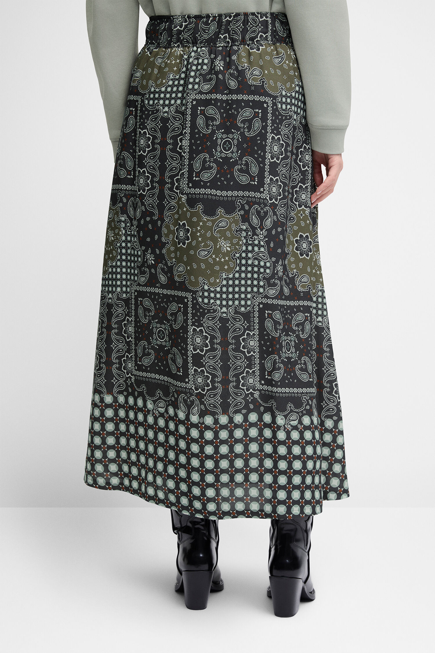 Rock, Elastischer Bund, Paisley Muster, Midi-Länge, Geeignete Winter/Herbst
