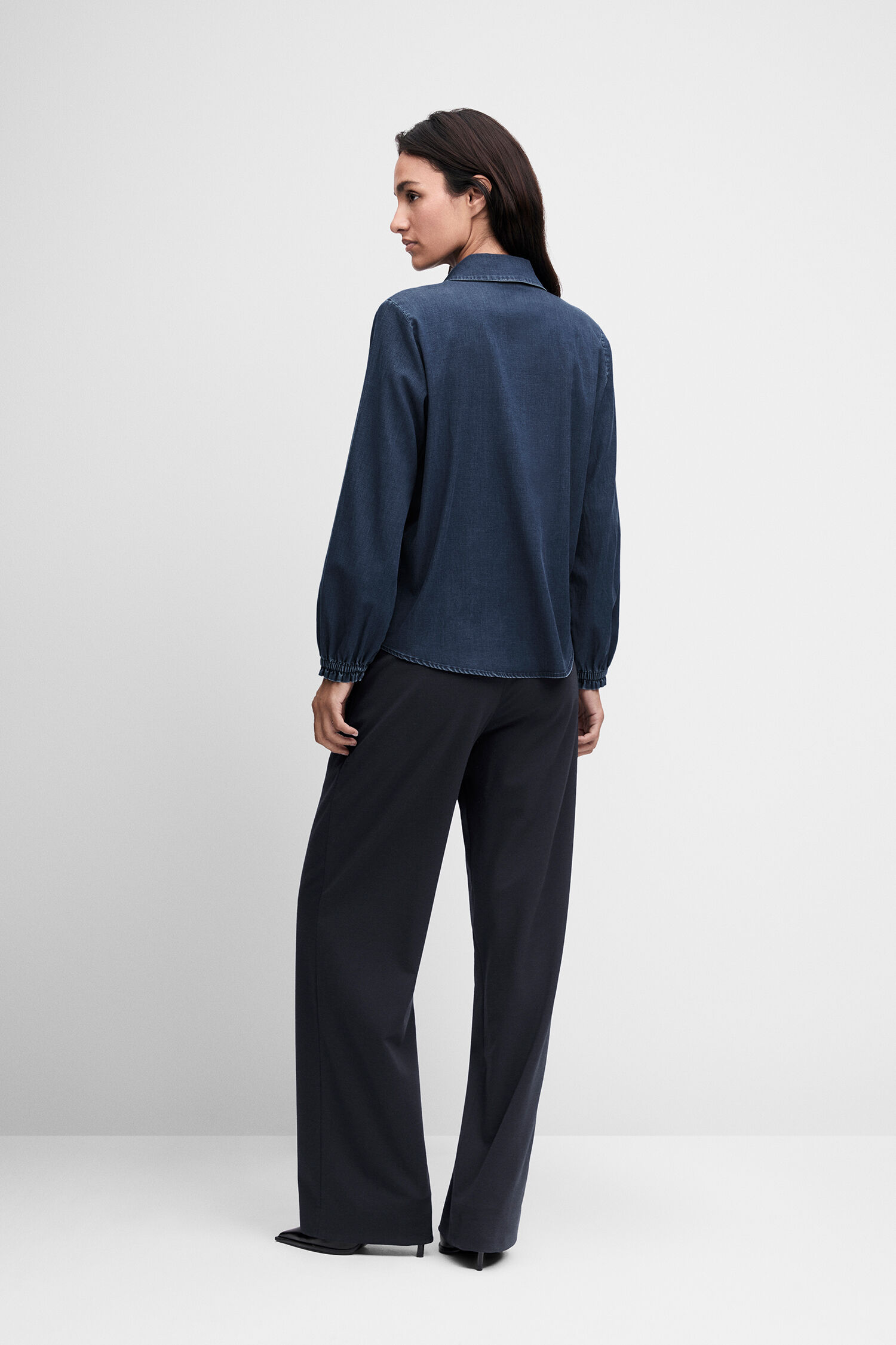 Jeanshemd, Denimbluse, Langarm, Rückenansicht, Dunkelblau