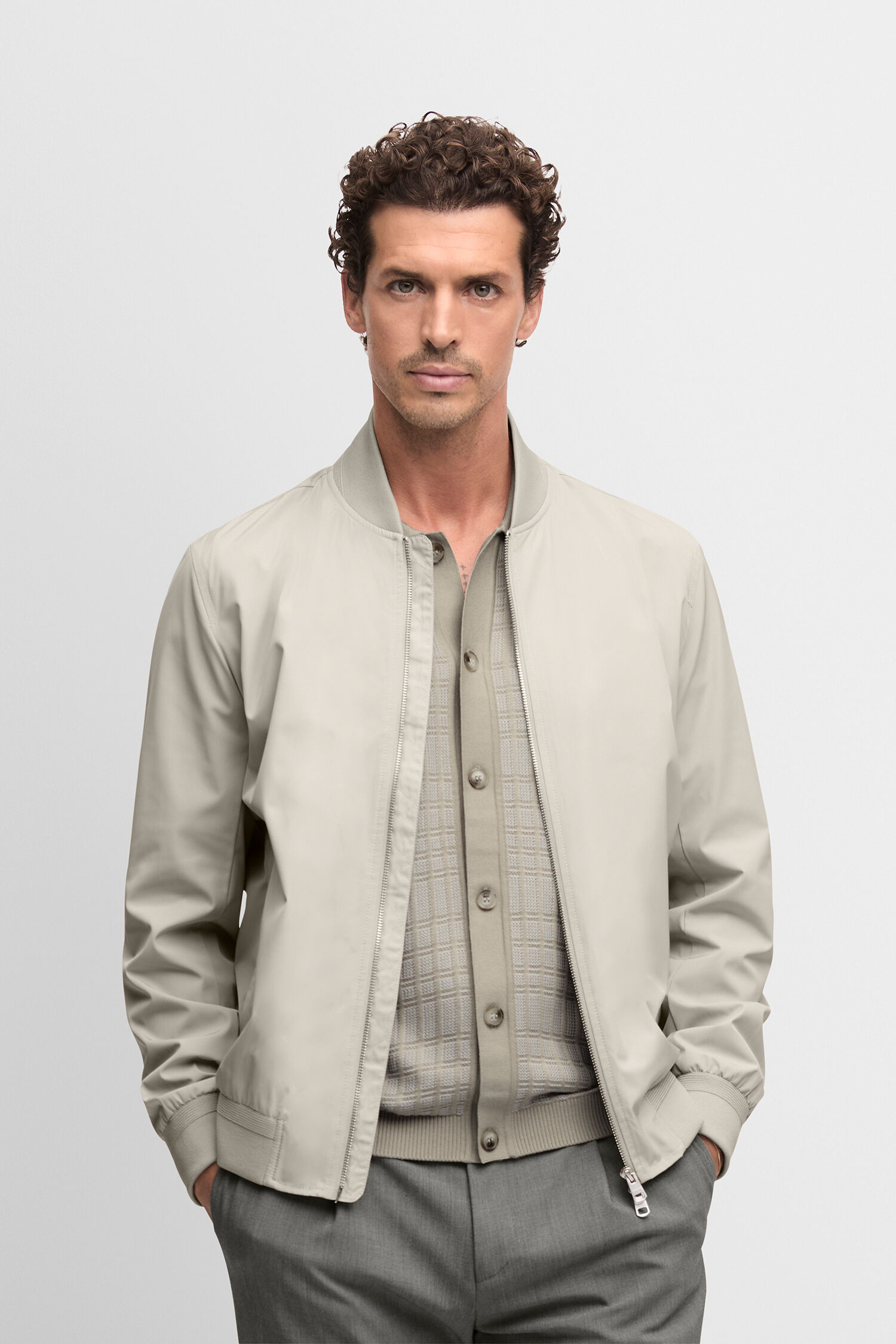 Hemd, Langarm, Kleid, Hemd, Mann, Person - beige