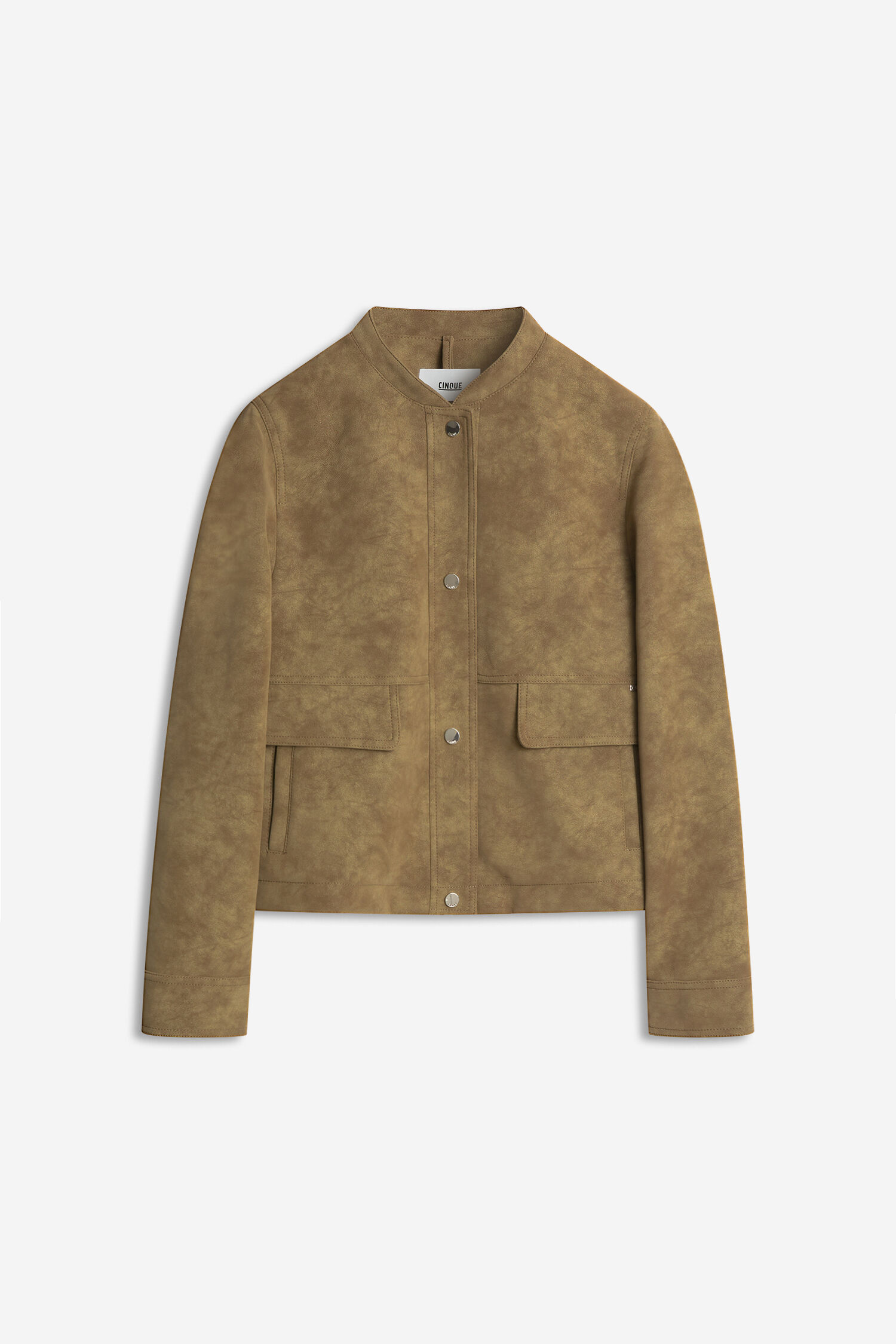 Lederjacke, Kältejacke, Beige, Schnappverschluss, Knopfverschluss