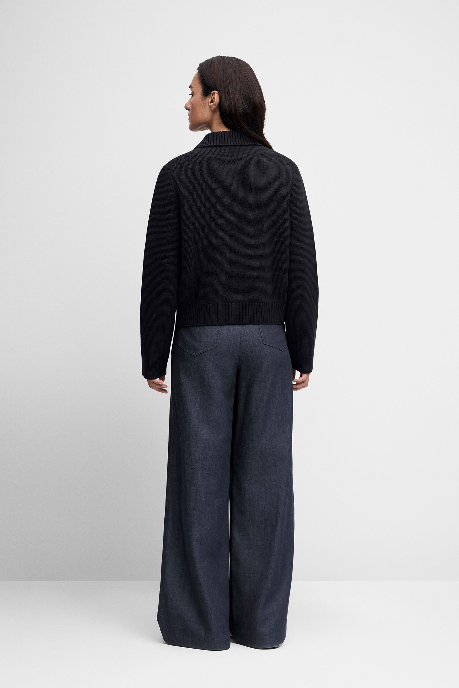mentik cardigan, schwarzer pullover, Strickjacke, langarm, weite beine hose