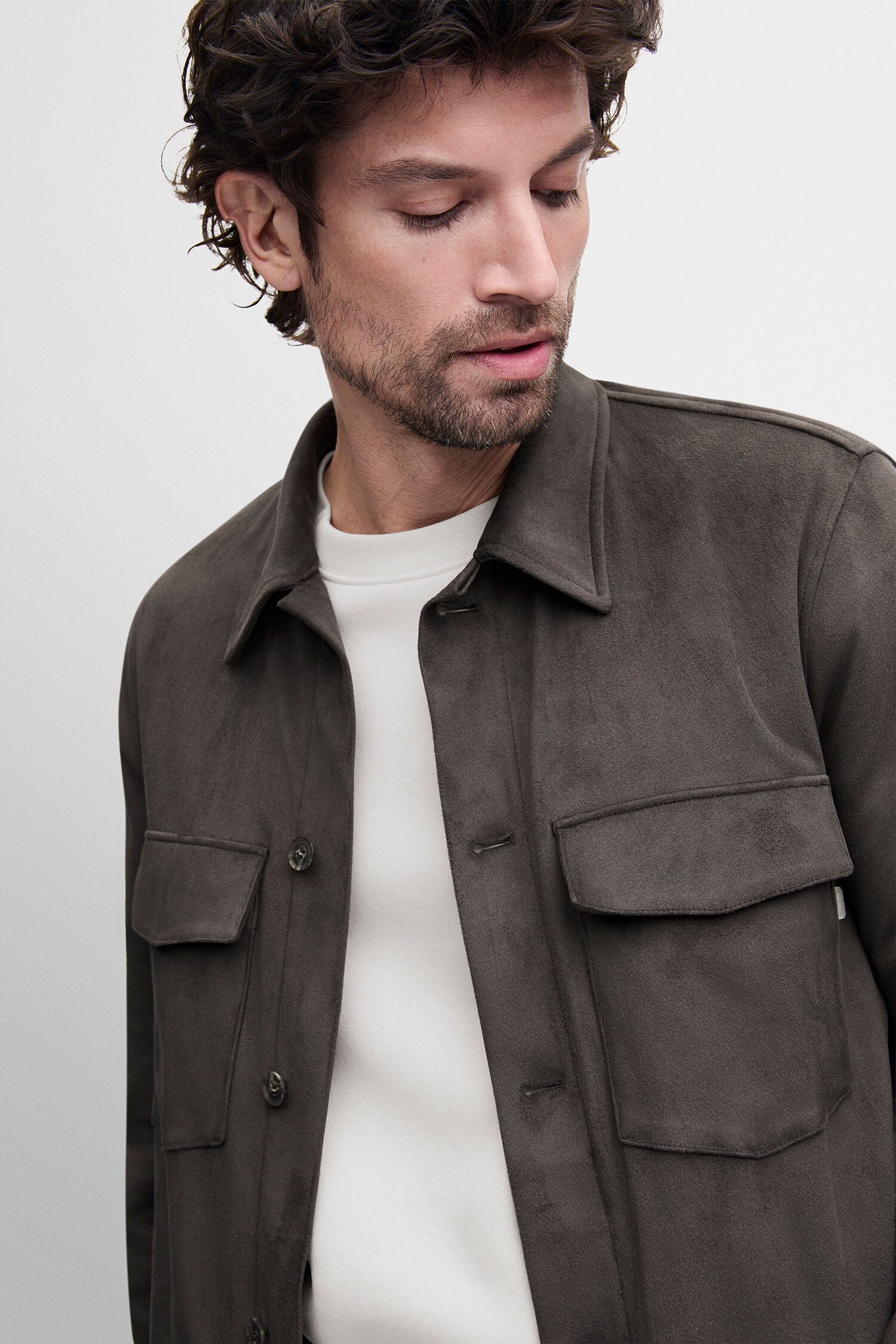 jacke, lederlook, grau, langarm, casual