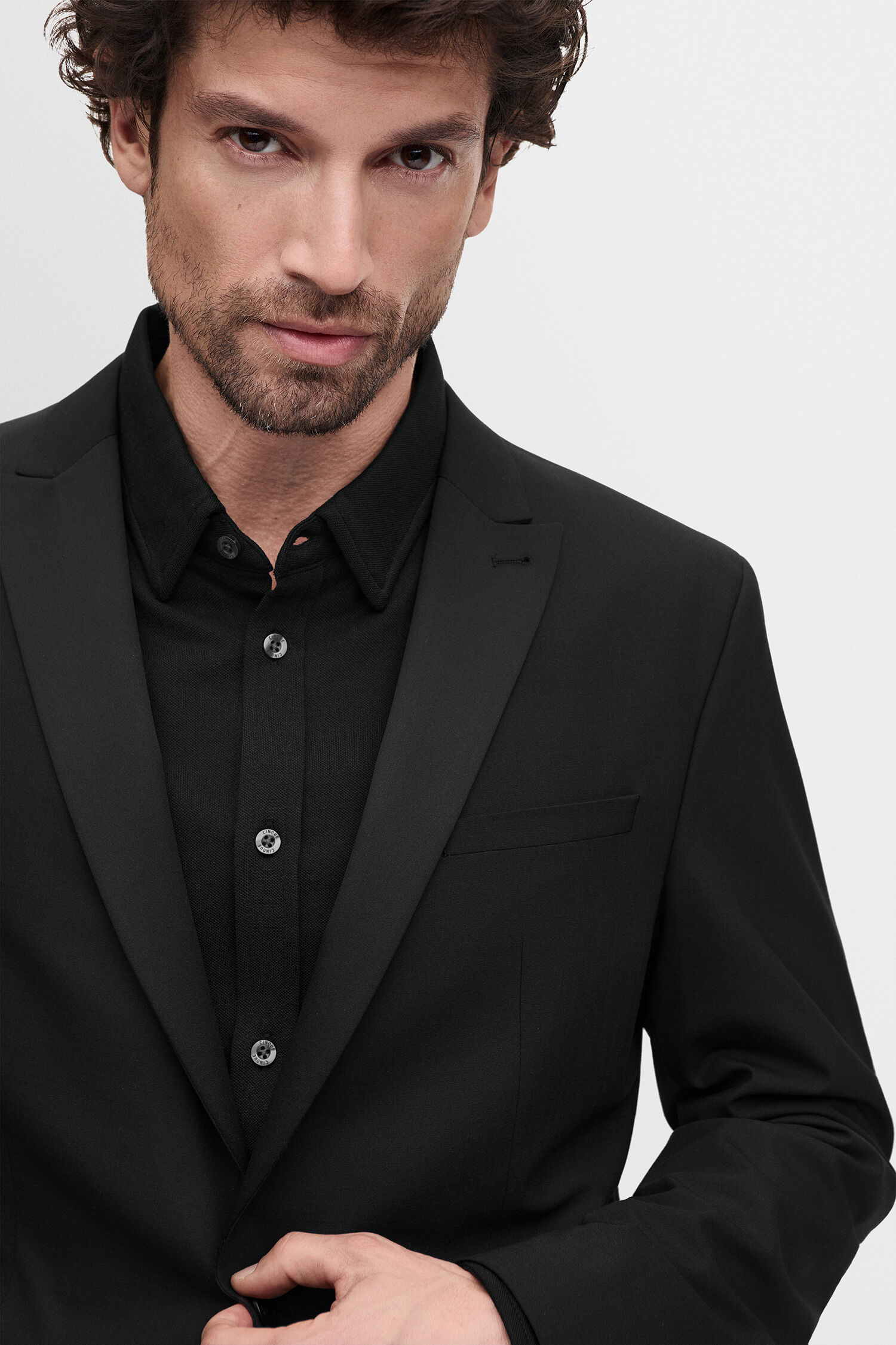 Anzug, Schultern, Dunkel, Hemd, Paspel - black