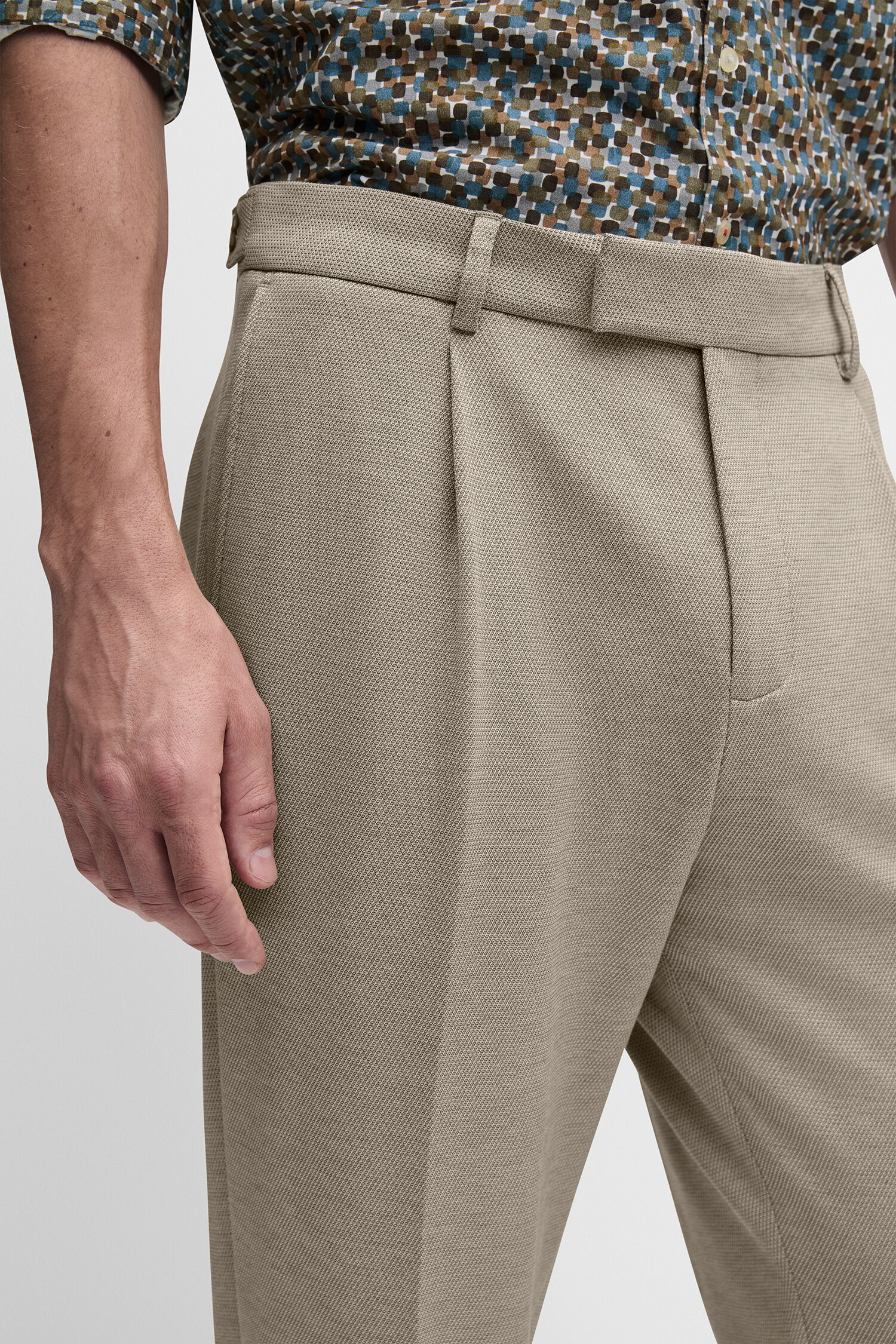 Hose, Kreußlos, Beige, Twill, Gürtel