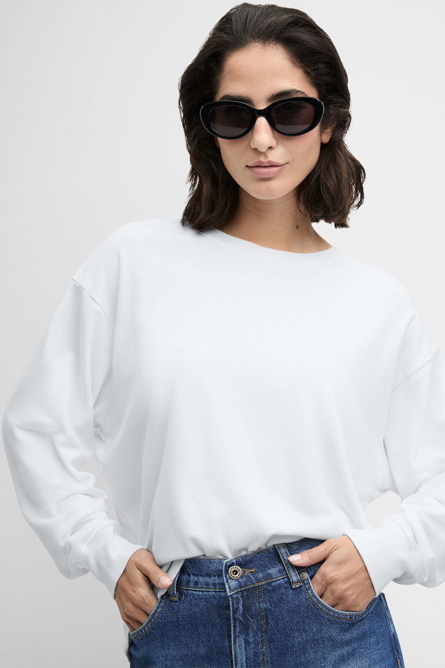 Langarm, Ärmel, Bluse, Person, Frau - weiß Langarm, Ärmel, Bluse, Person, Frau - weiß