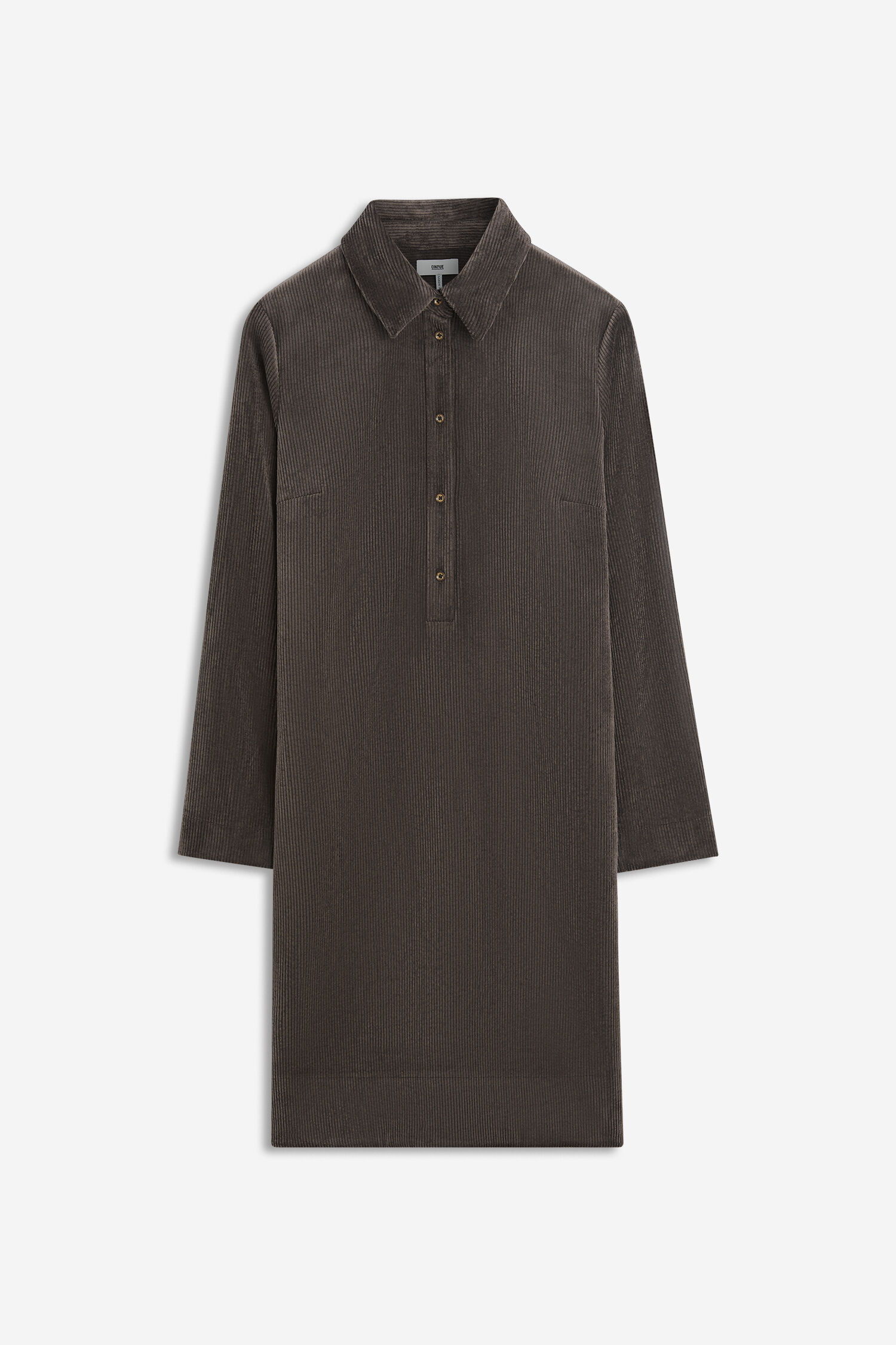 corduroy, langarm, hemdkleid, braun, Kragen