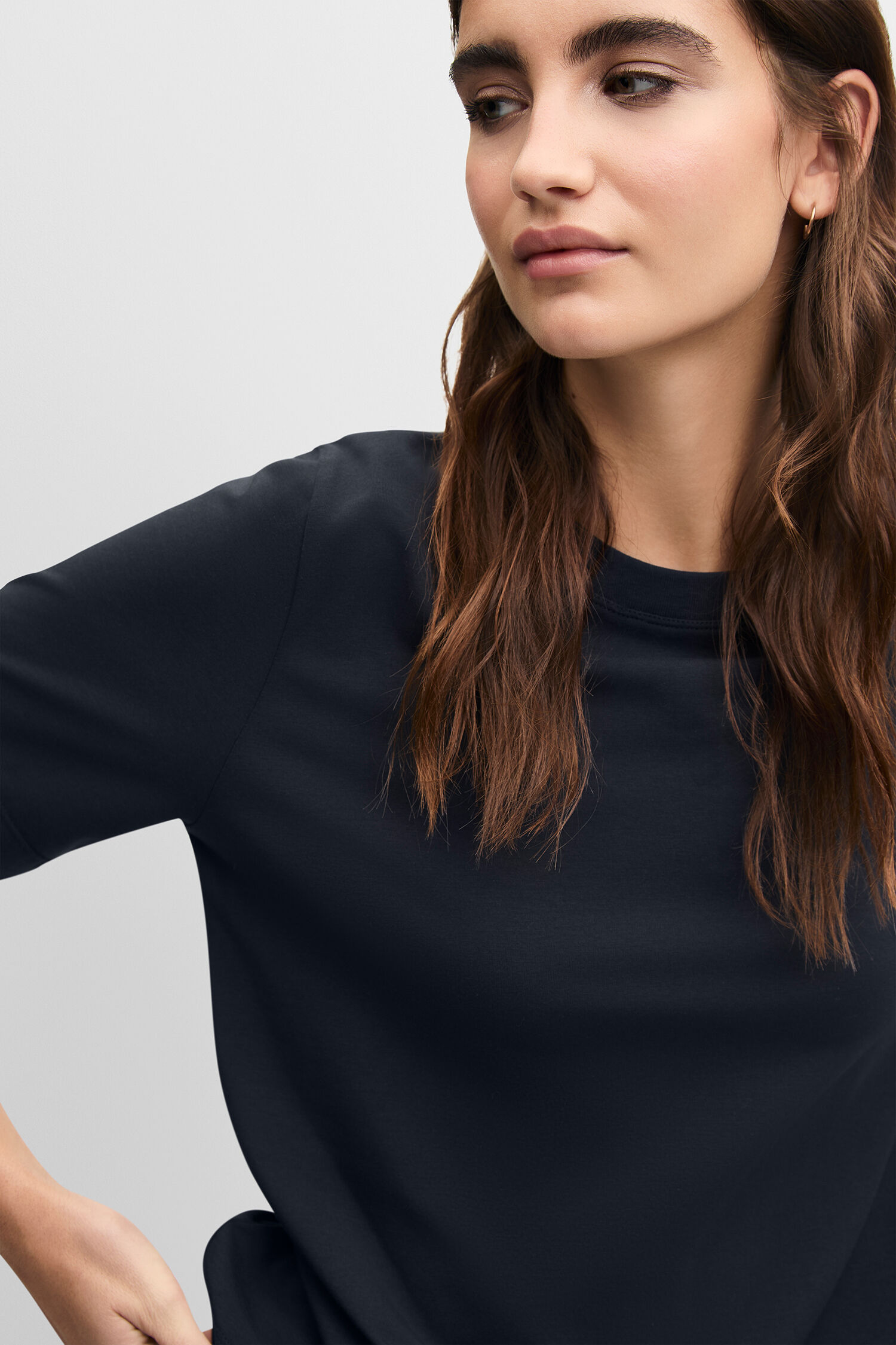 Langarm, Ärmel, Bluse, Photographie, Portrait - dunkelblau