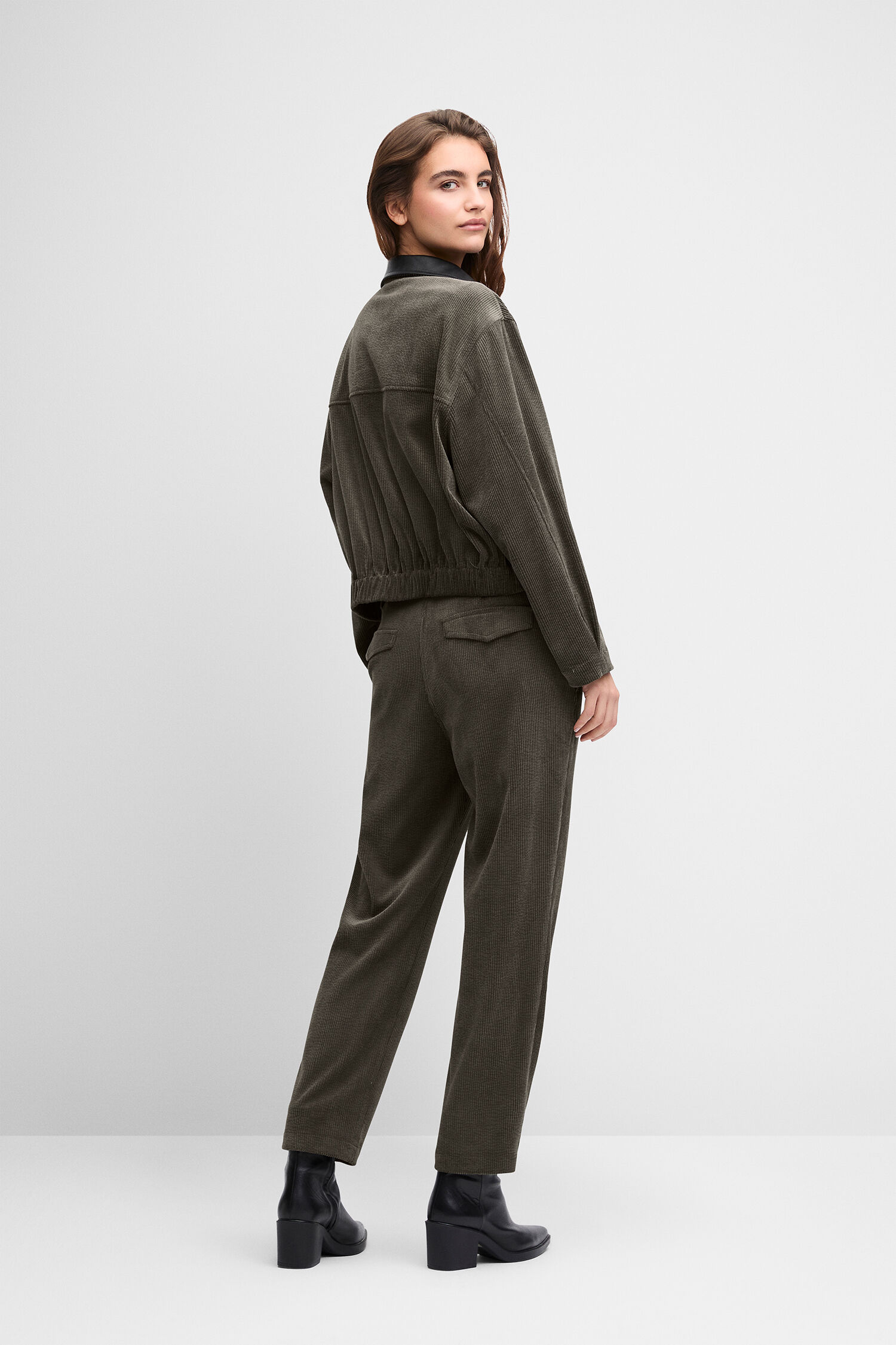 outfit, jumpsuit, Corduroy, olivgrün, Knöchelnahe