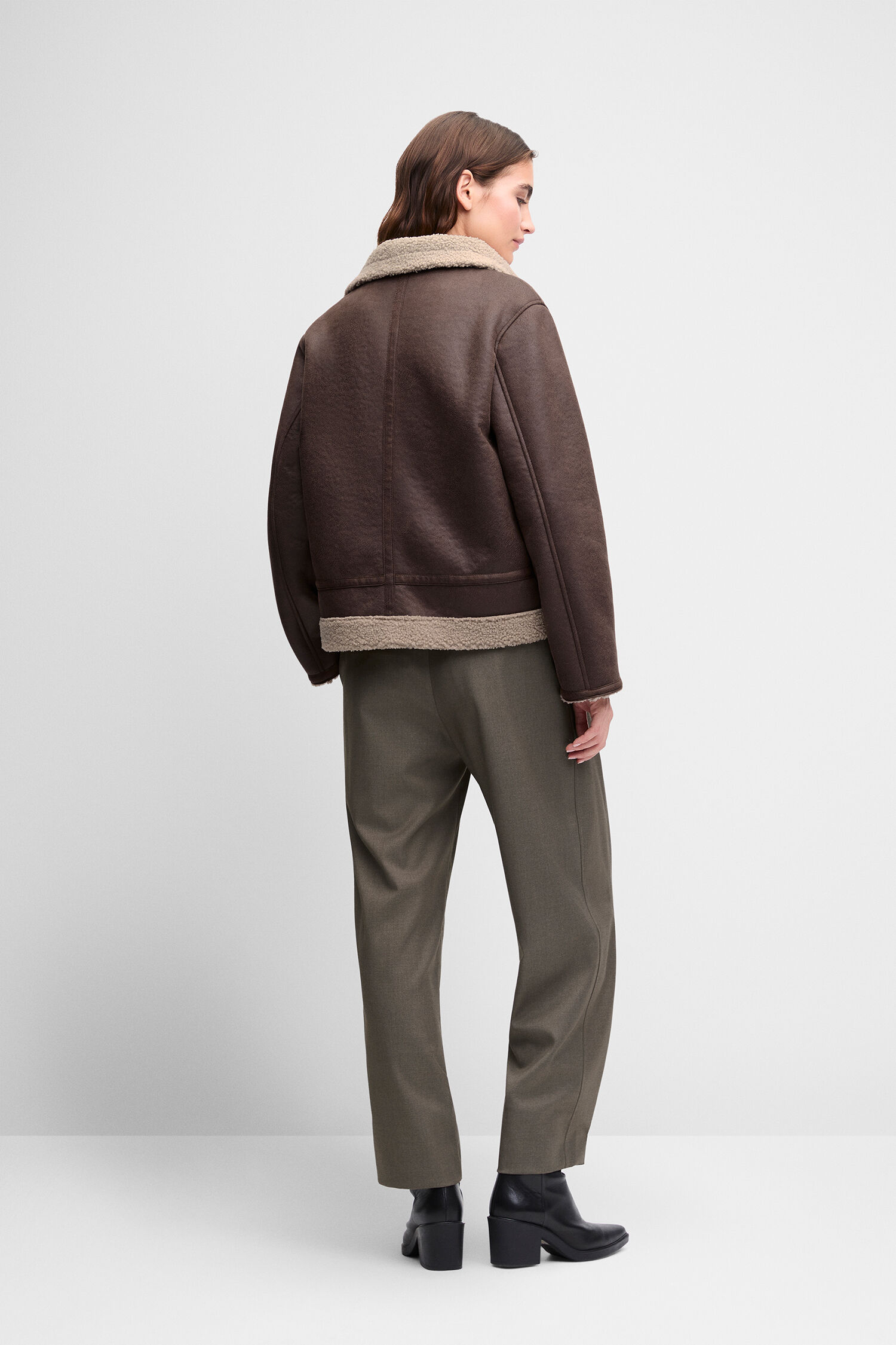 jacke, bomberjacke, shearling, braun, wollig?