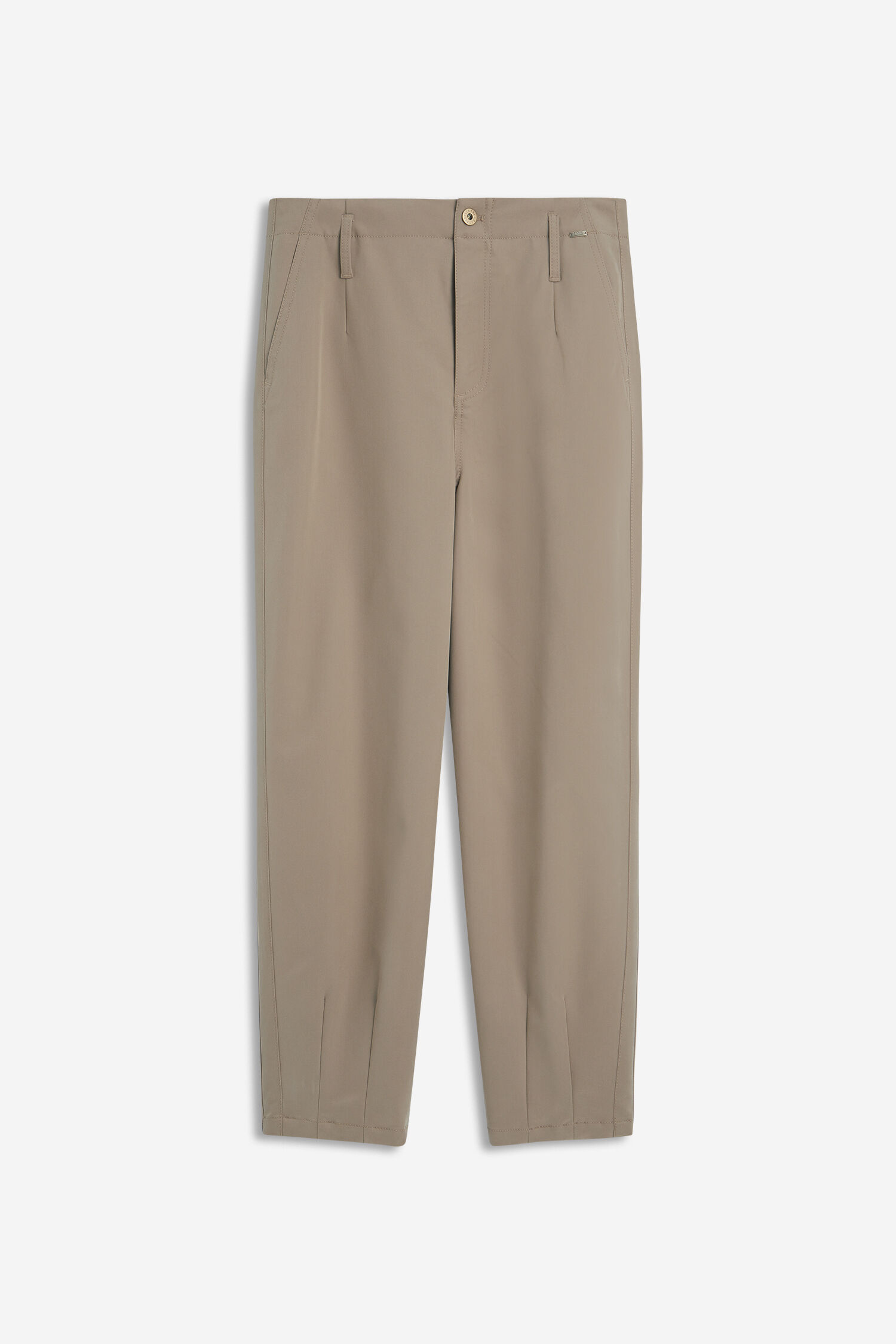 Chinos, Beige, Hose, Flacher Bund, Pantalon mit Bügelfalten