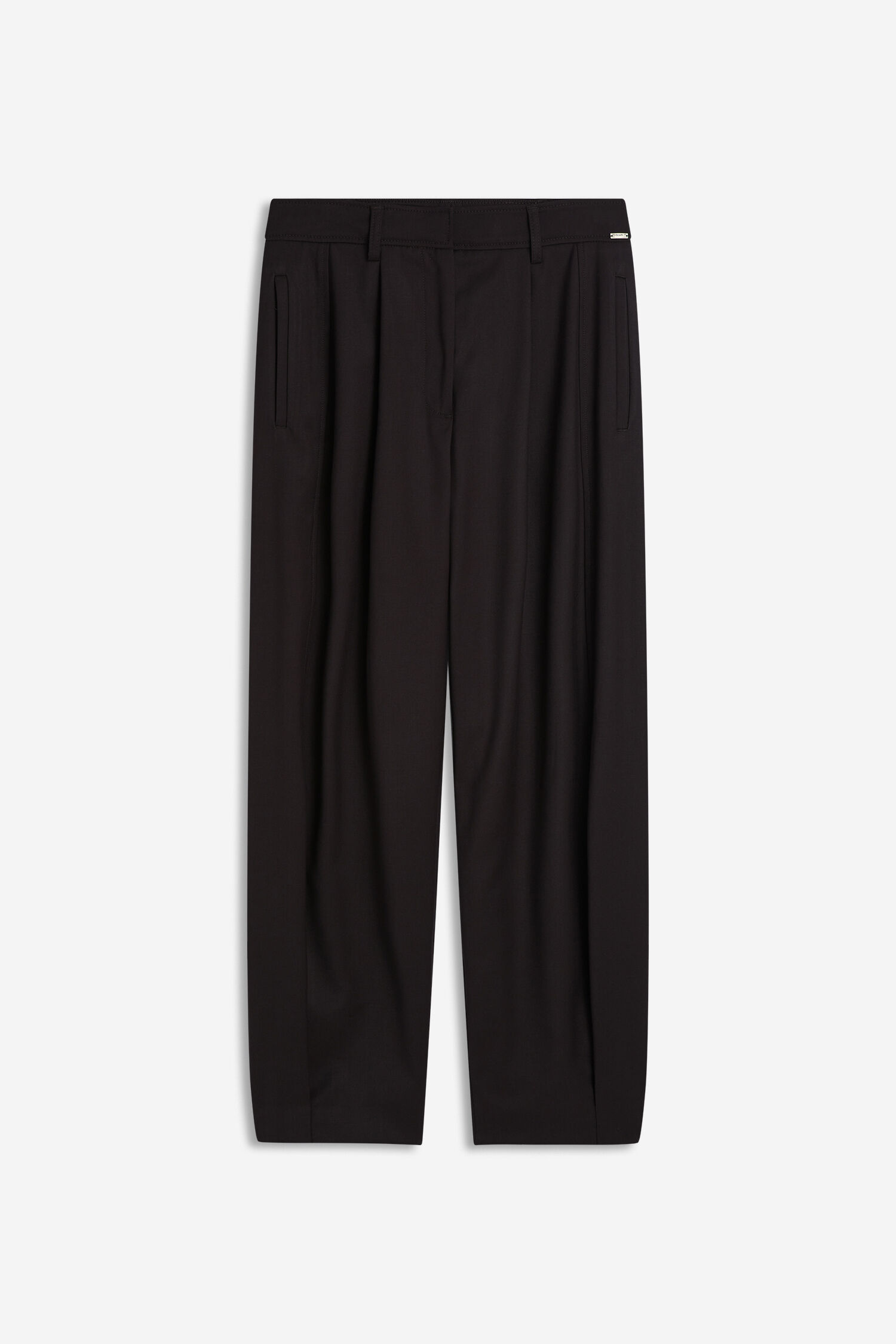 Hose, Schwarz, Weite Passform, Bund mit Gürtelschlaufen, Seitliche Eingrifftaschen