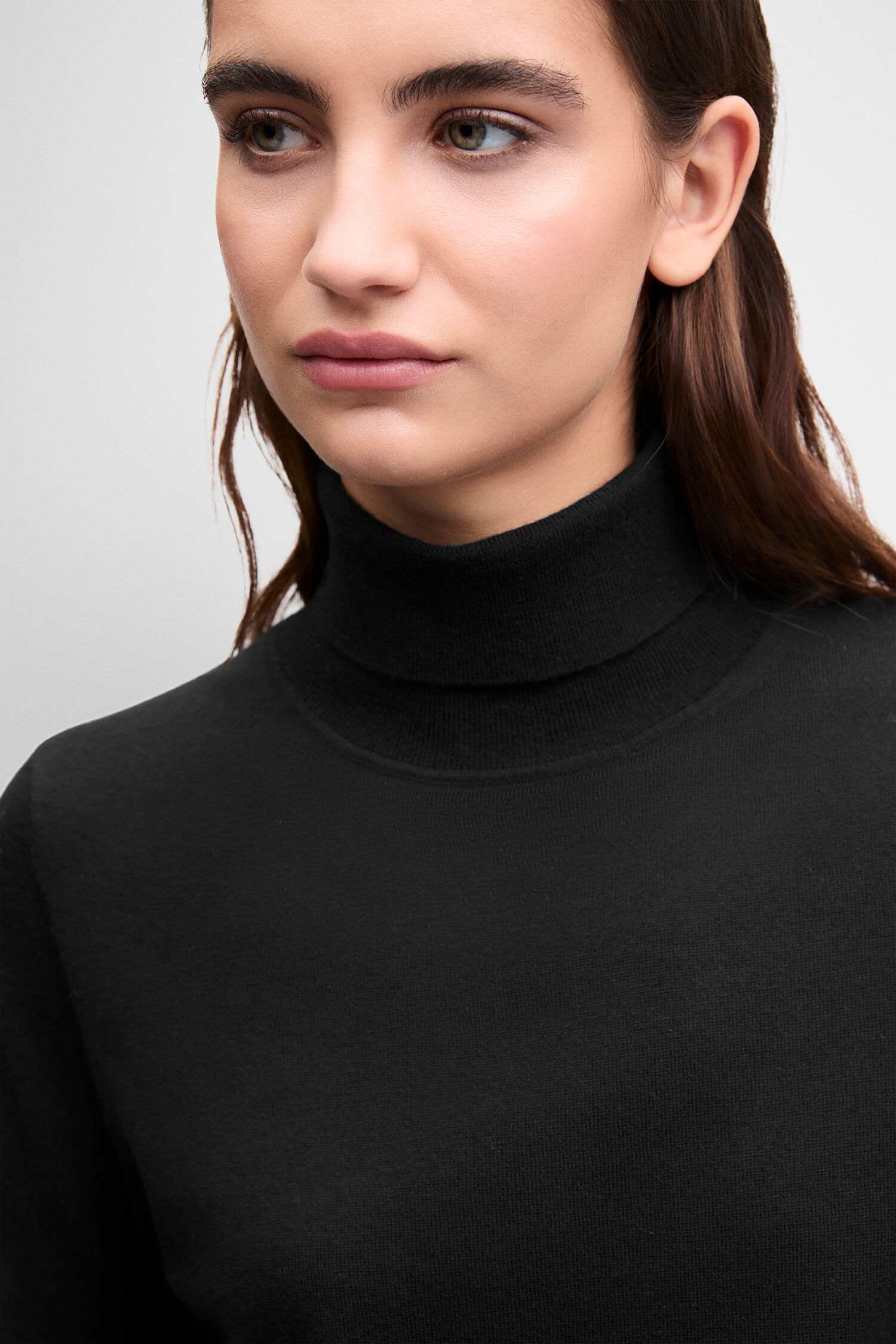 turtleneck, kurzarm, schwarz, strick, gerippter saum